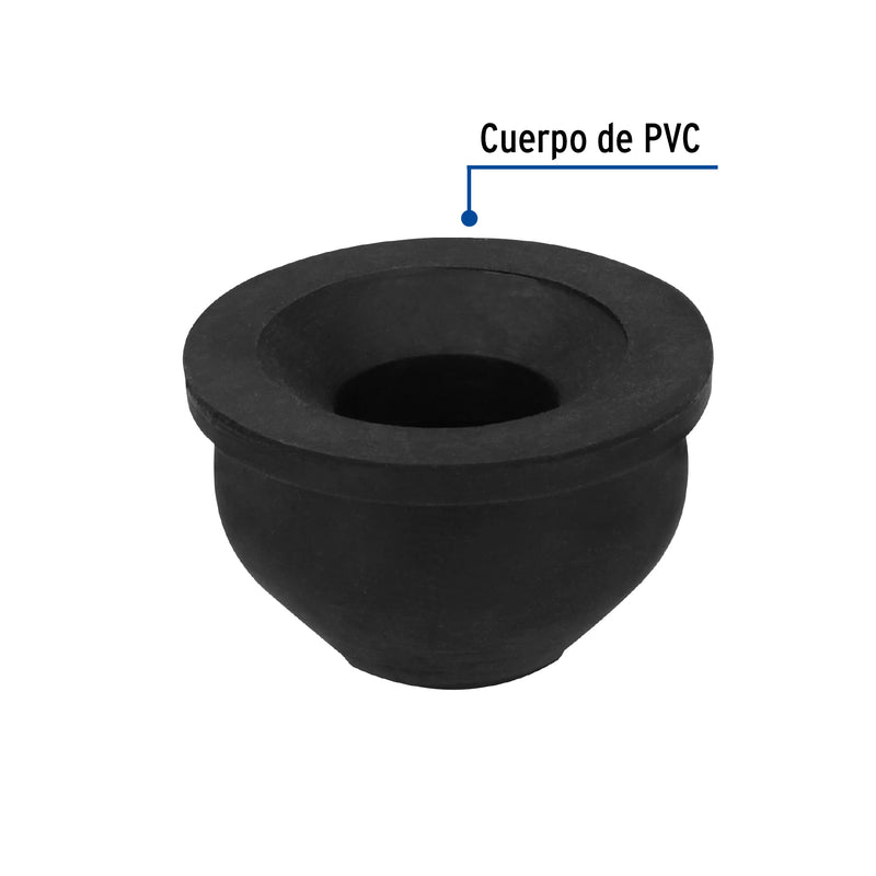 Chupón de hule negro,  2" x 1-1/4",  Foset
