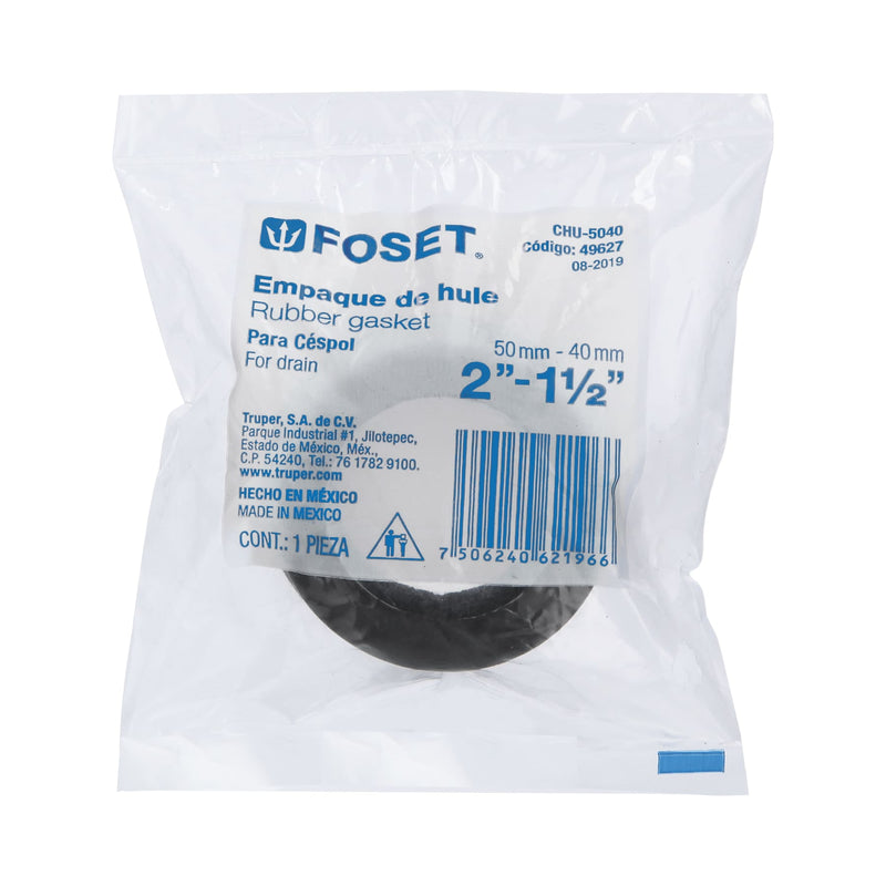 Chupón de hule negro,  2" x 1-1/2",  Foset
