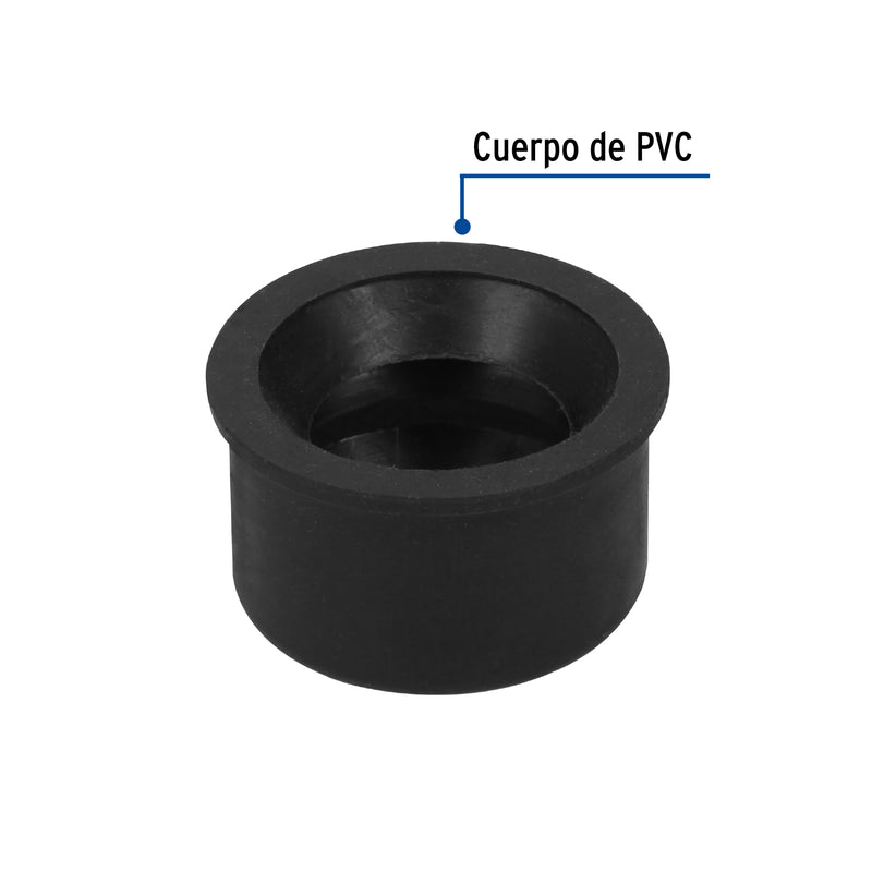 Chupón de hule negro,  2" x 1-1/2",  Foset