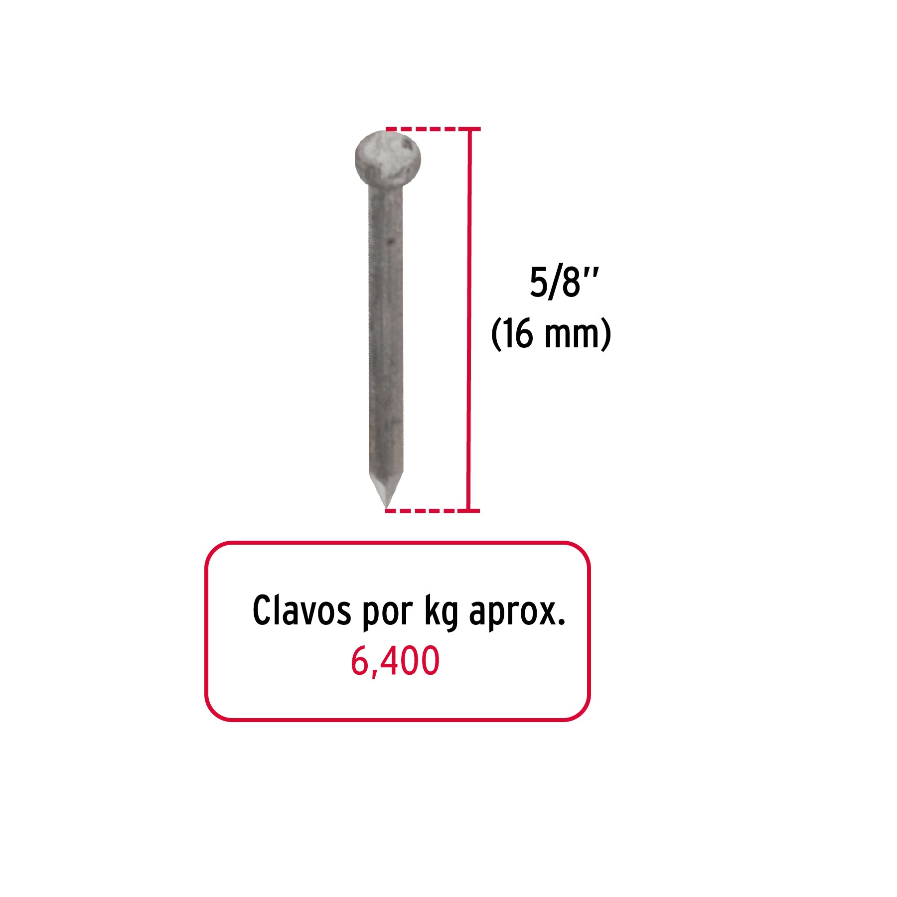 Bolsa con 1 kg de clavos alfilerillos de 5/8" sin cabeza