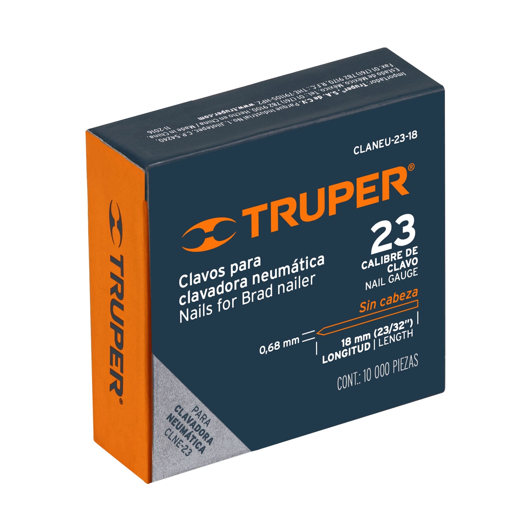 Caja con 10000 clavos calibre 23, 18 mm para CLNE-23, Truper