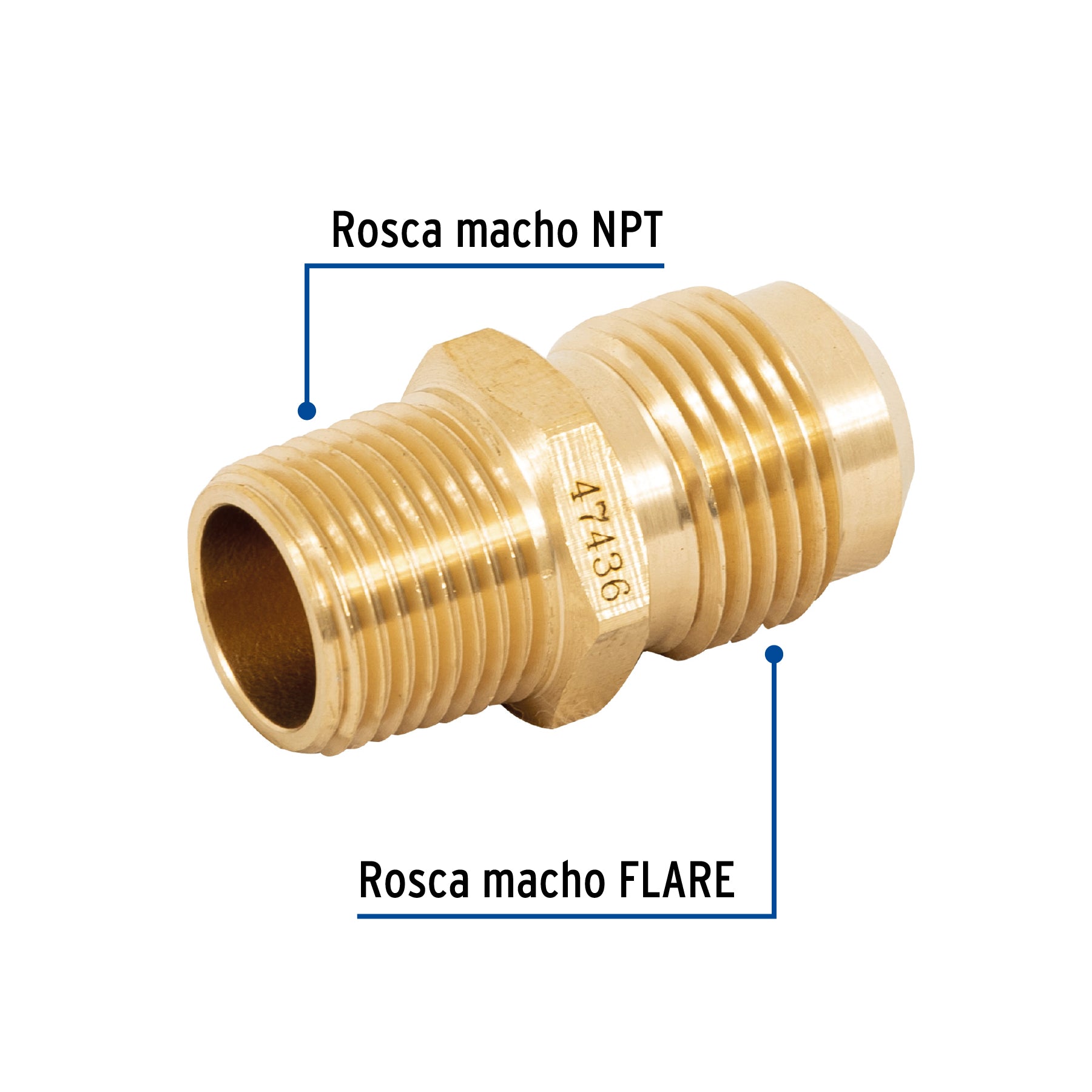 Niple terminal de latón de 1/2" X 3/8", Foset