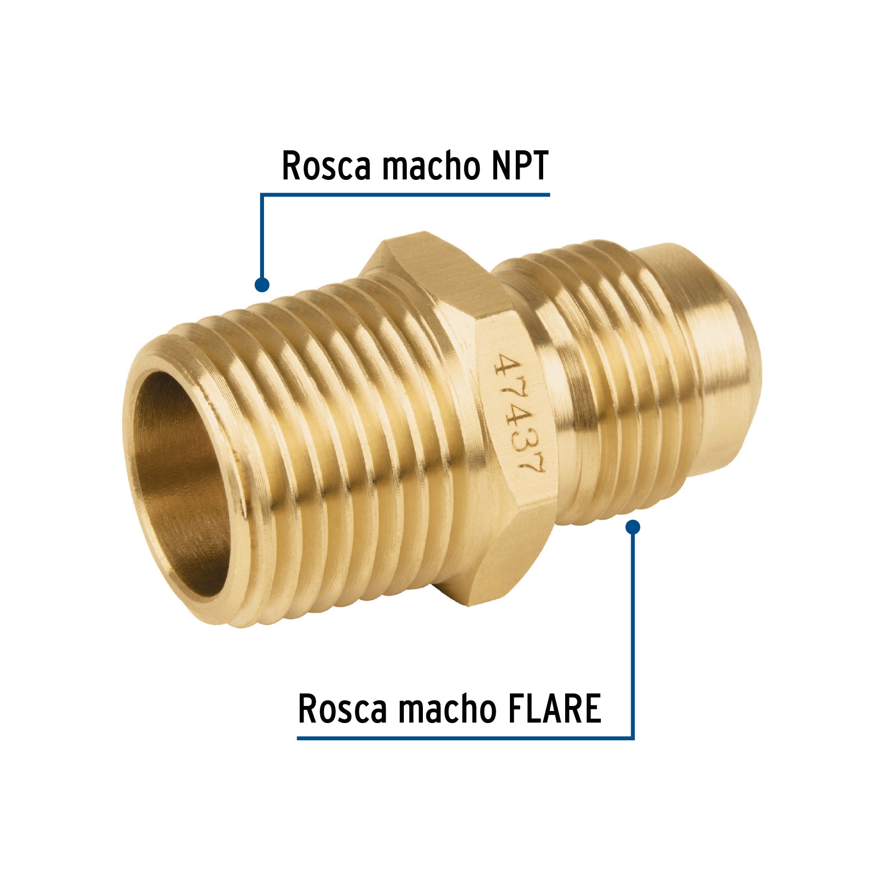 Niple terminal de latón de 1/2" X 1/2", Foset