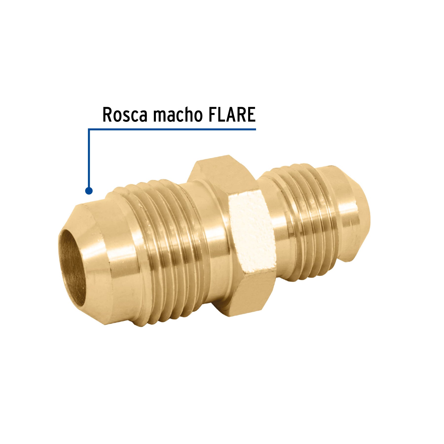 Niple unión de latón de 3/8" X 1/2", Foset