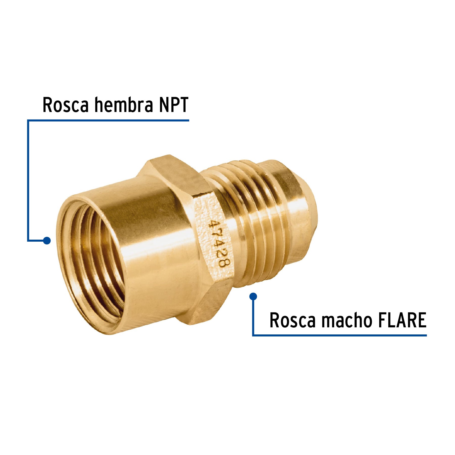 Niple campana de latón de 3/8" X 3/8", Foset