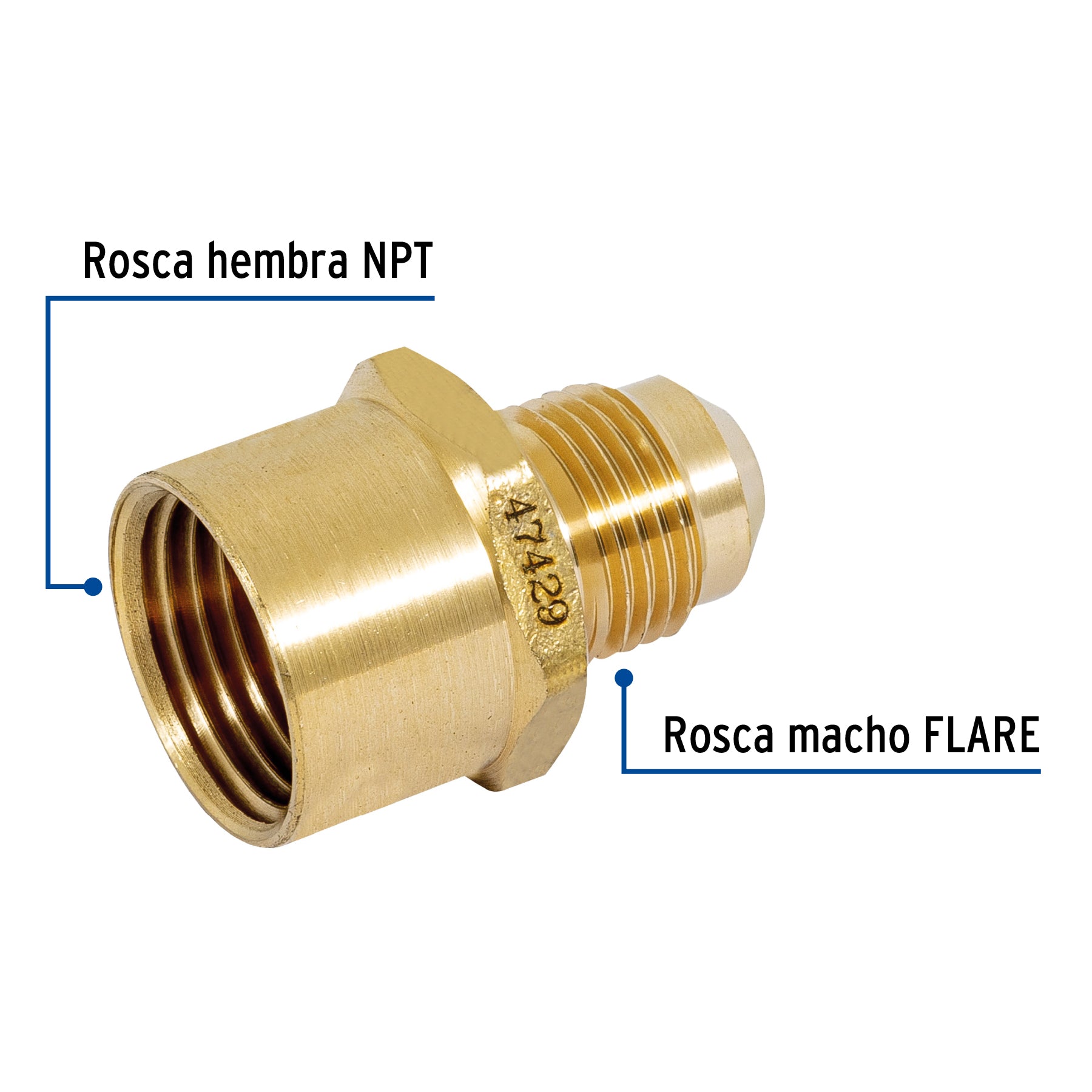 Niple campana de latón de 3/8" X 1/2", Foset