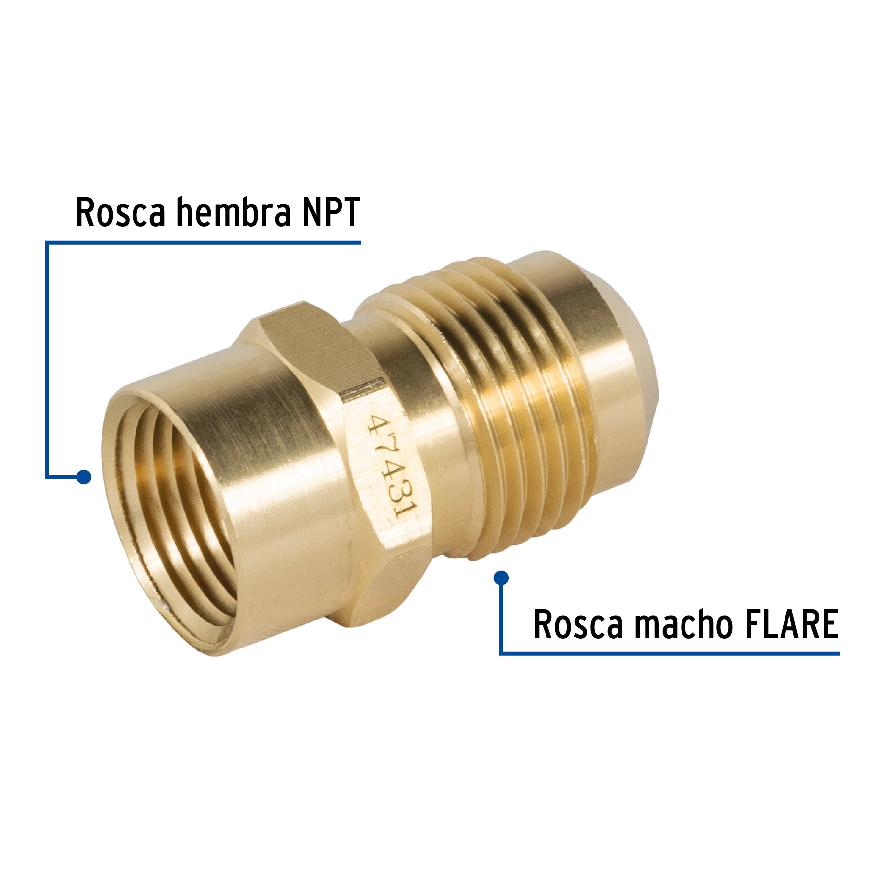 Niple campana de latón de 1/2" X 3/8", Foset