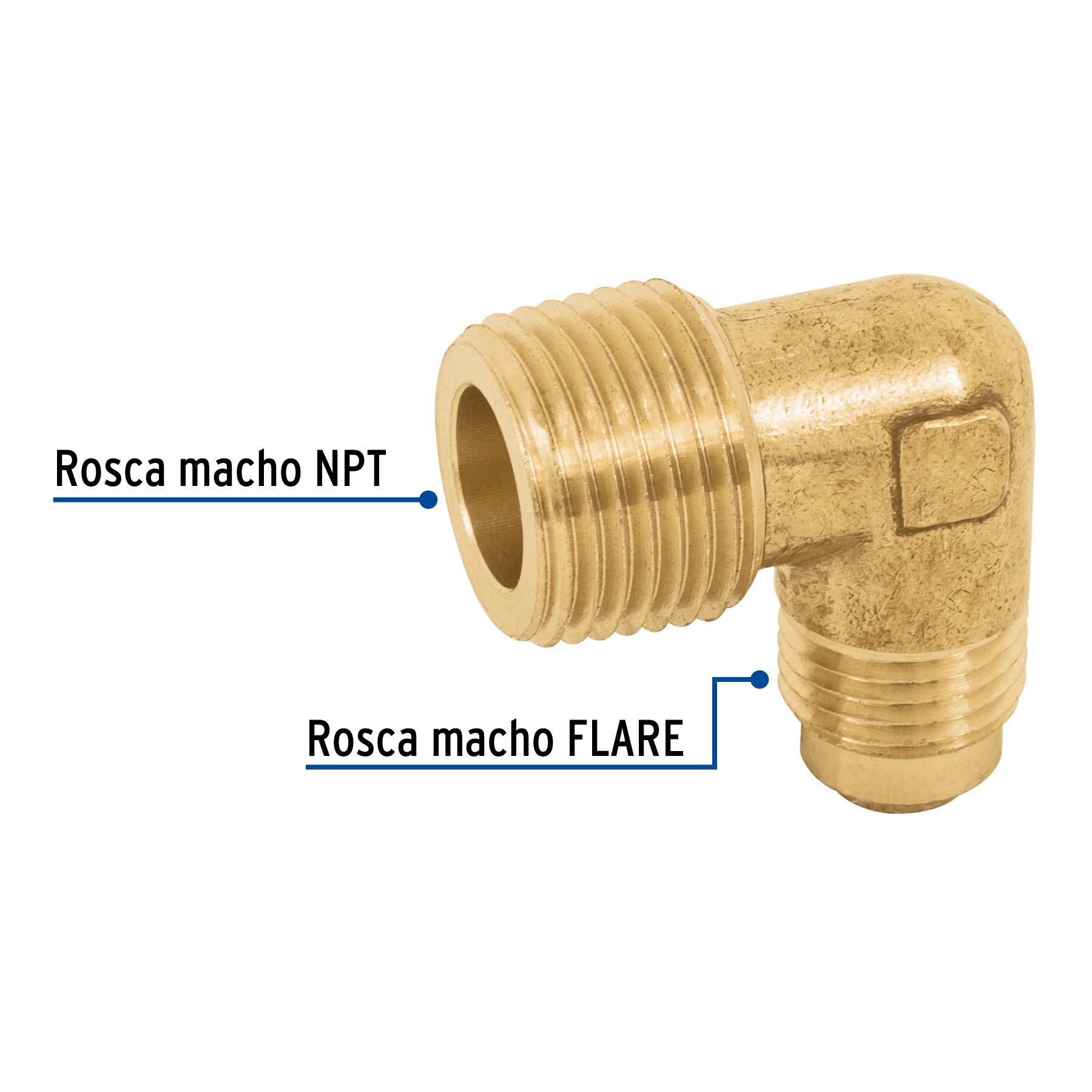 Codo terminal a 90∞ de latón 5/16" x 3/8", Foset