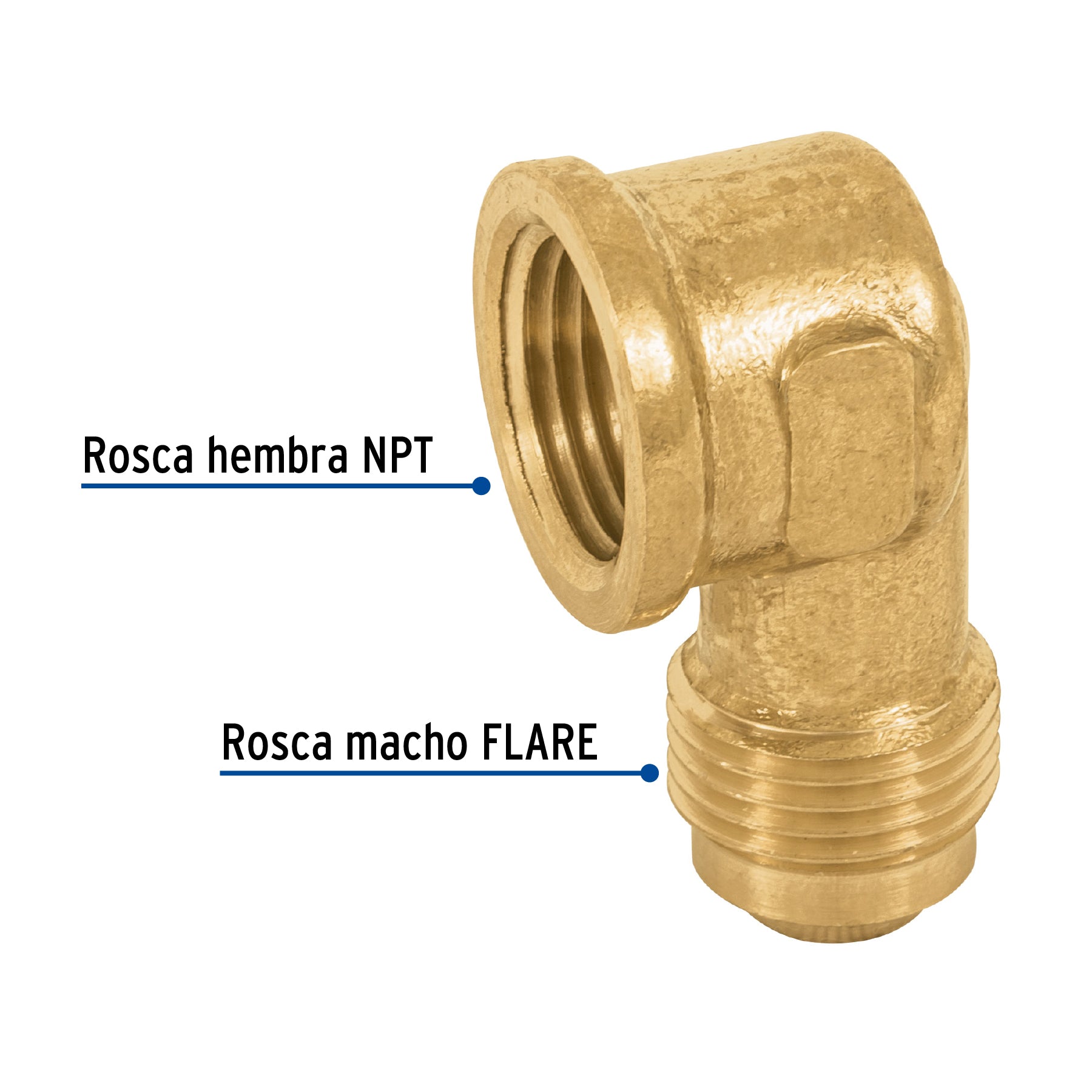 Codo para estufa a 90∞ de latón de 3/8 x 3/8", Foset