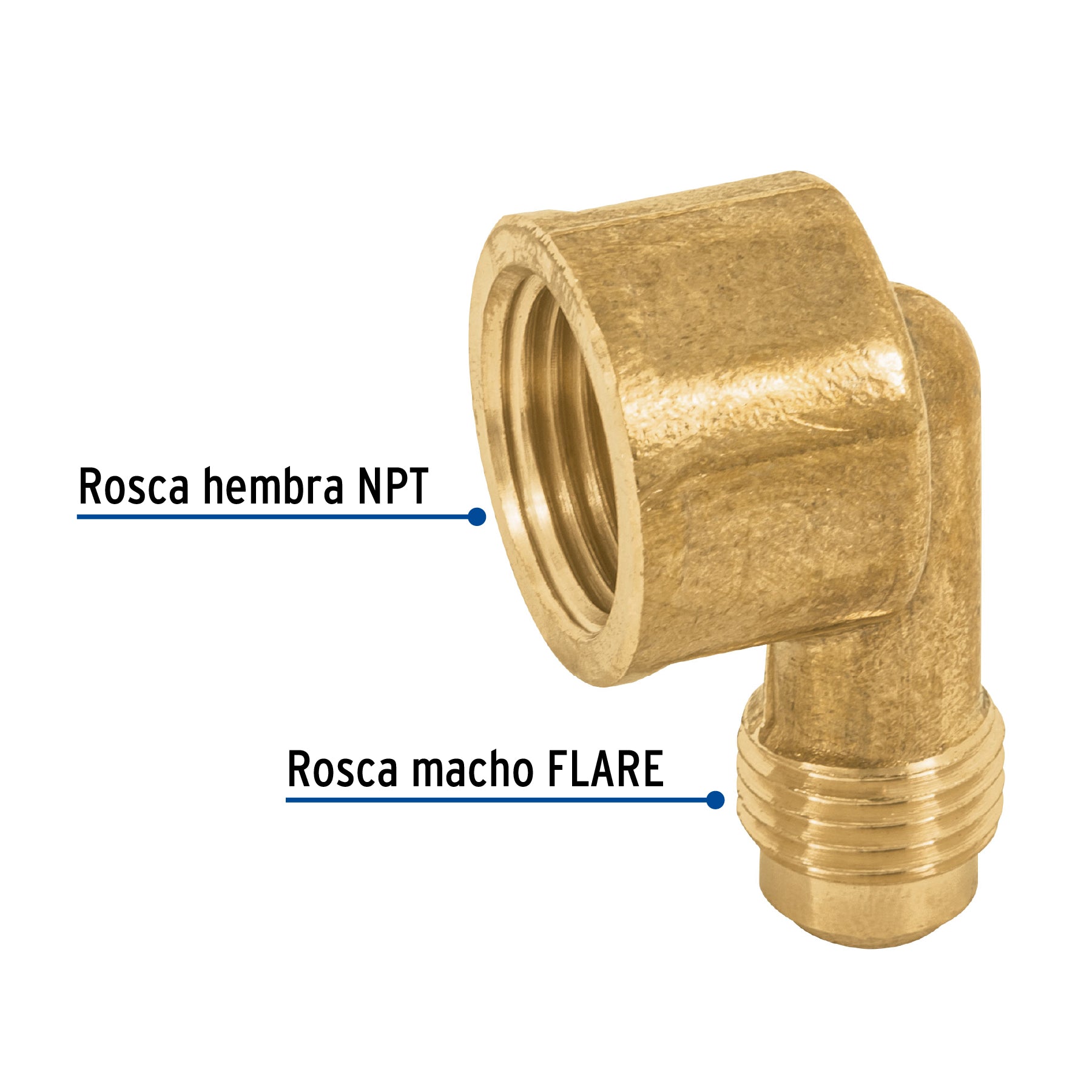 Codo para estufa a 90∞ de latón de 5/16" x 3/8", Foset