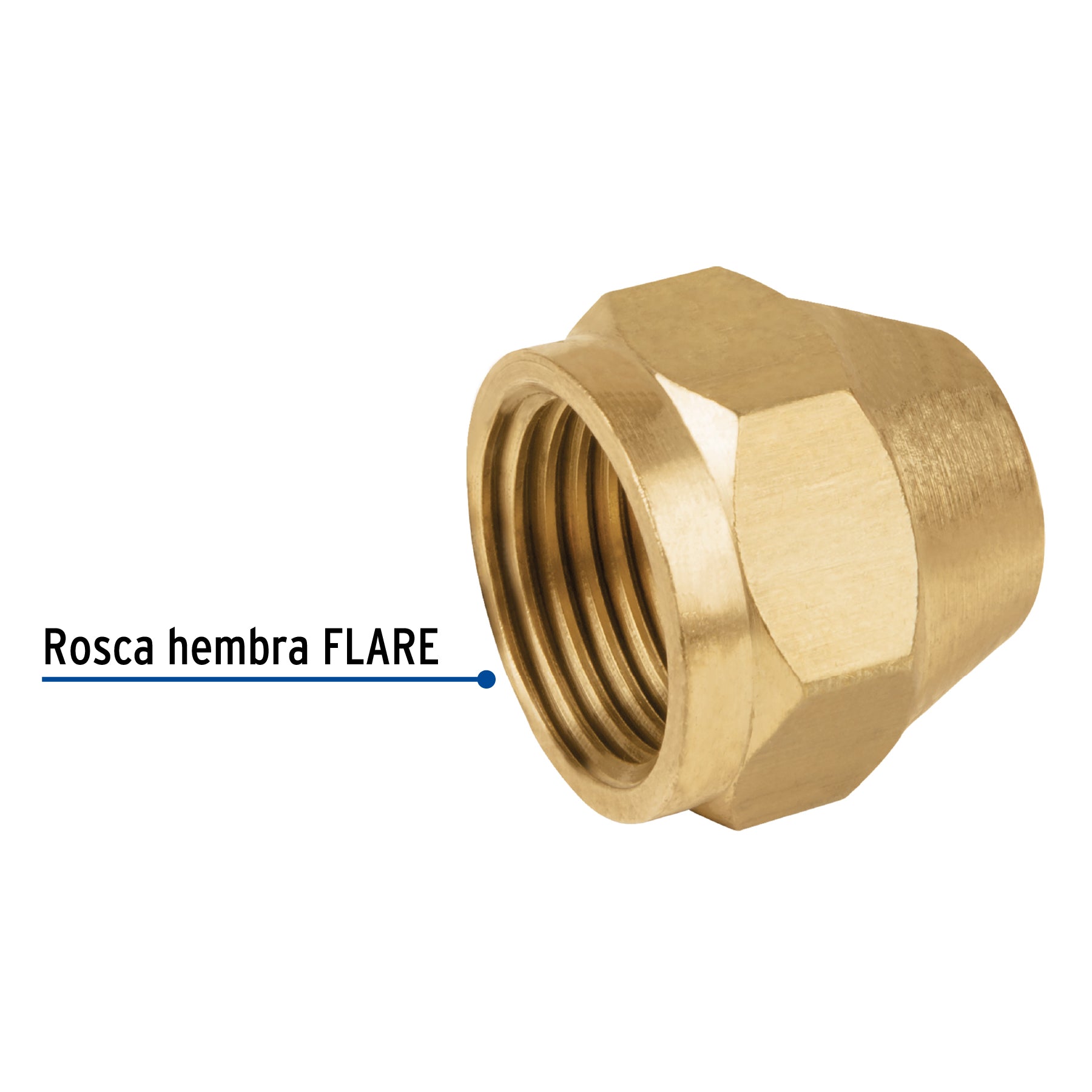 Tuerca cónica reducida de latón 3/8" x 5/16", Foset