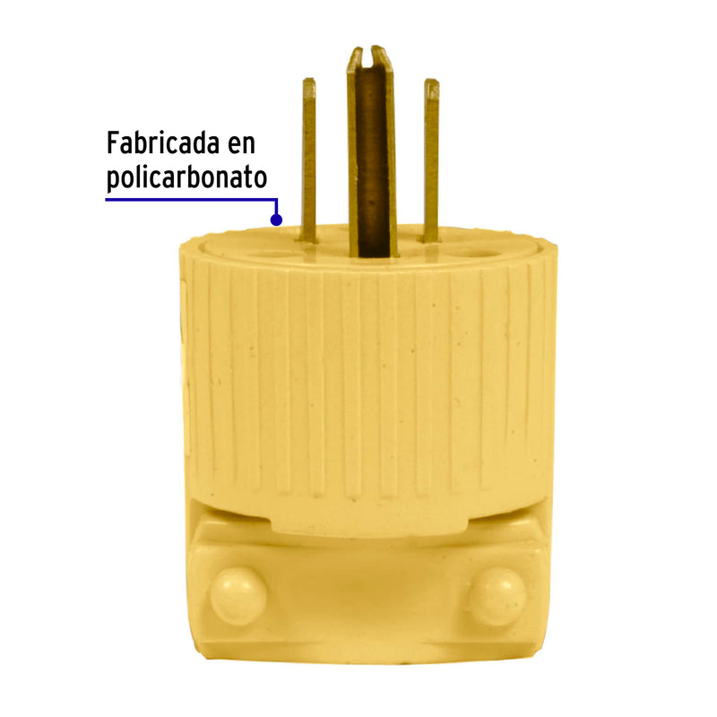 Clavija industrial plástica aterrizada,  2 polos+tierra