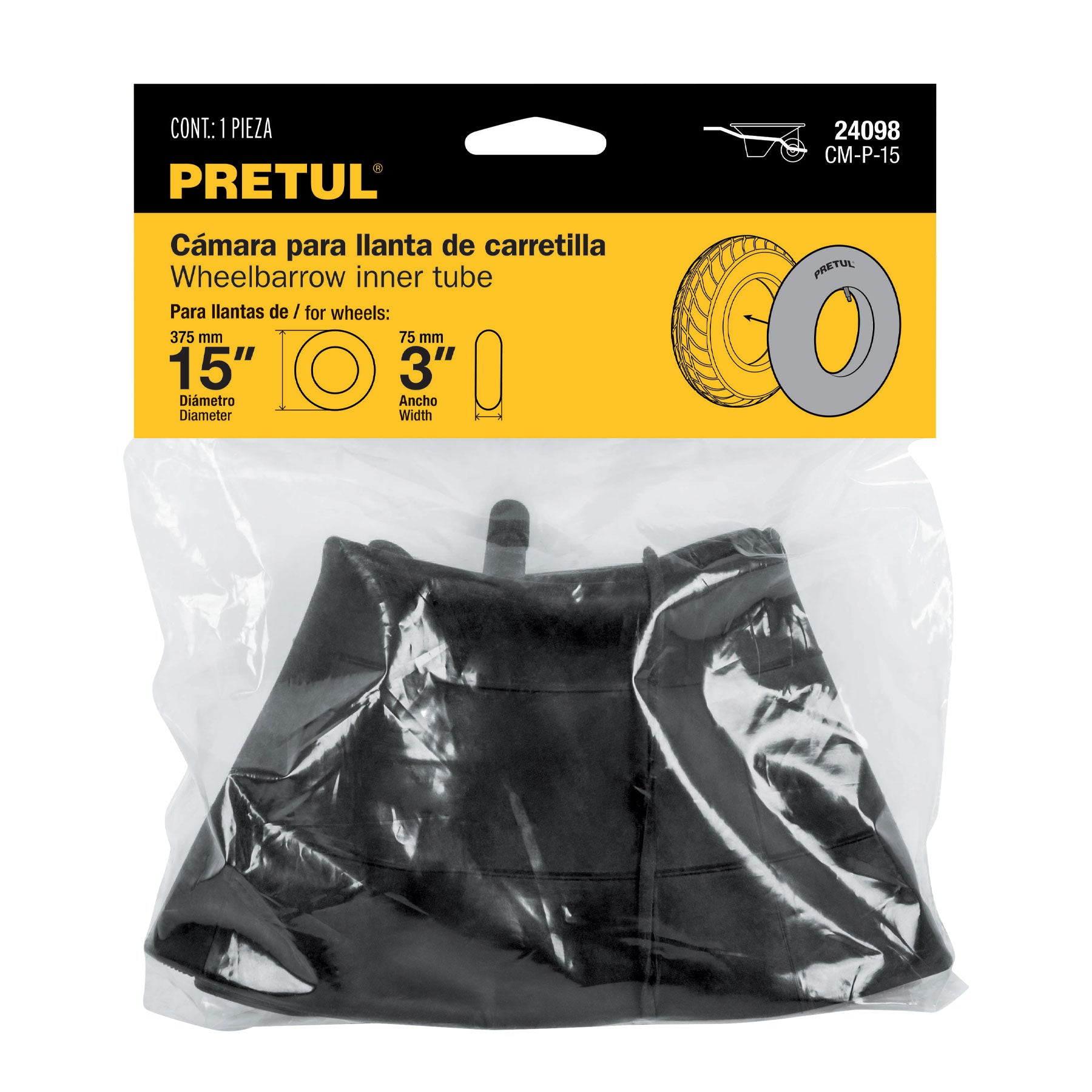 Cámara para llanta de 14" y 16", para carretilla Pretul