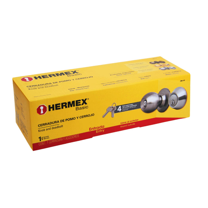 Combo cerraduras,  llave-mariposa,  cromo,  Hermex Basic
