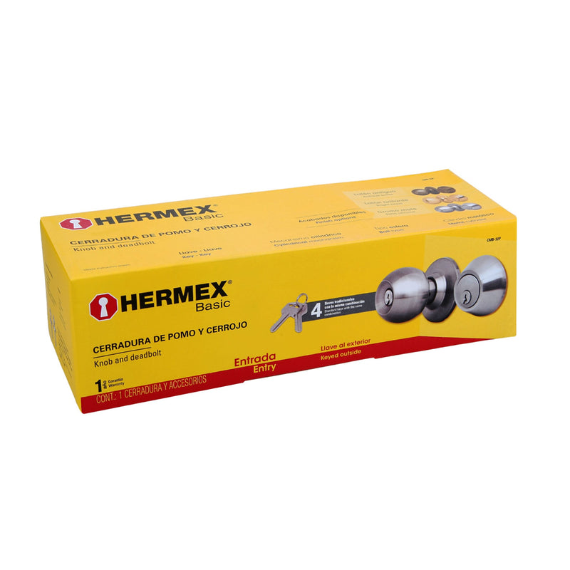 Combo cerraduras,  llave-llave,  cromo,  Hermex Basic