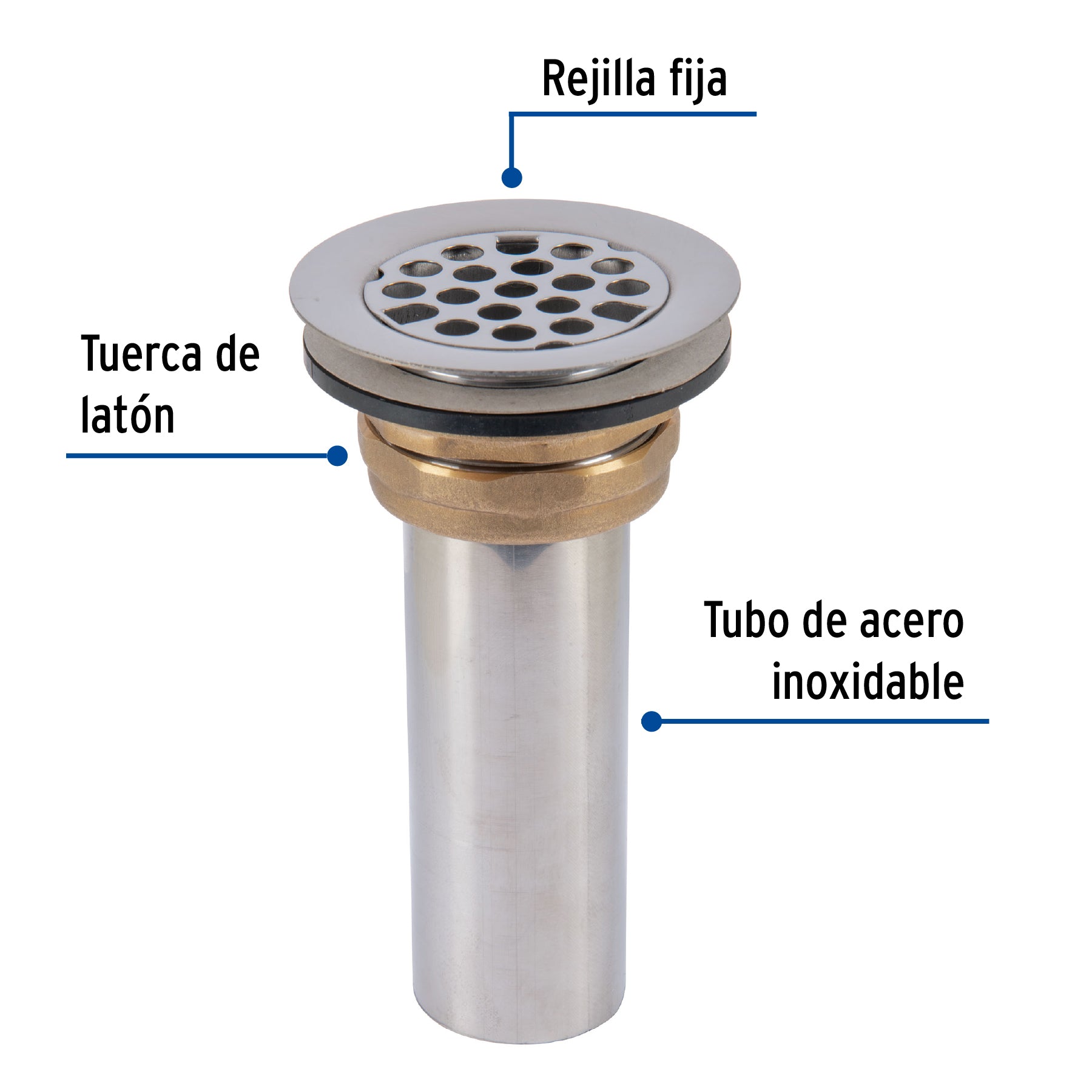 Contrarejilla 2-1/2" inoxidable tipo bar, Foset