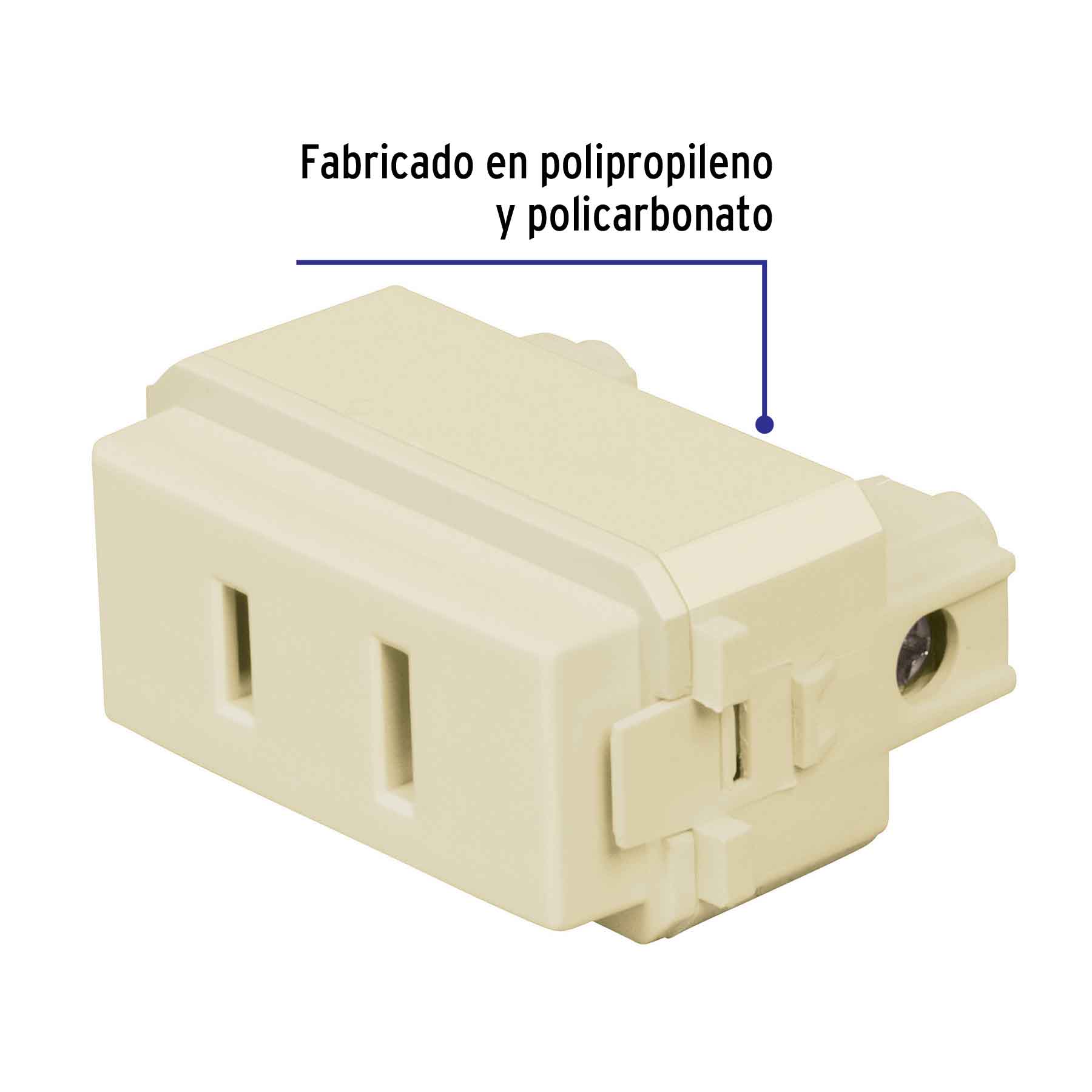 Contacto sencillo, 2 polos sin tierra, línea Italiana,marfil