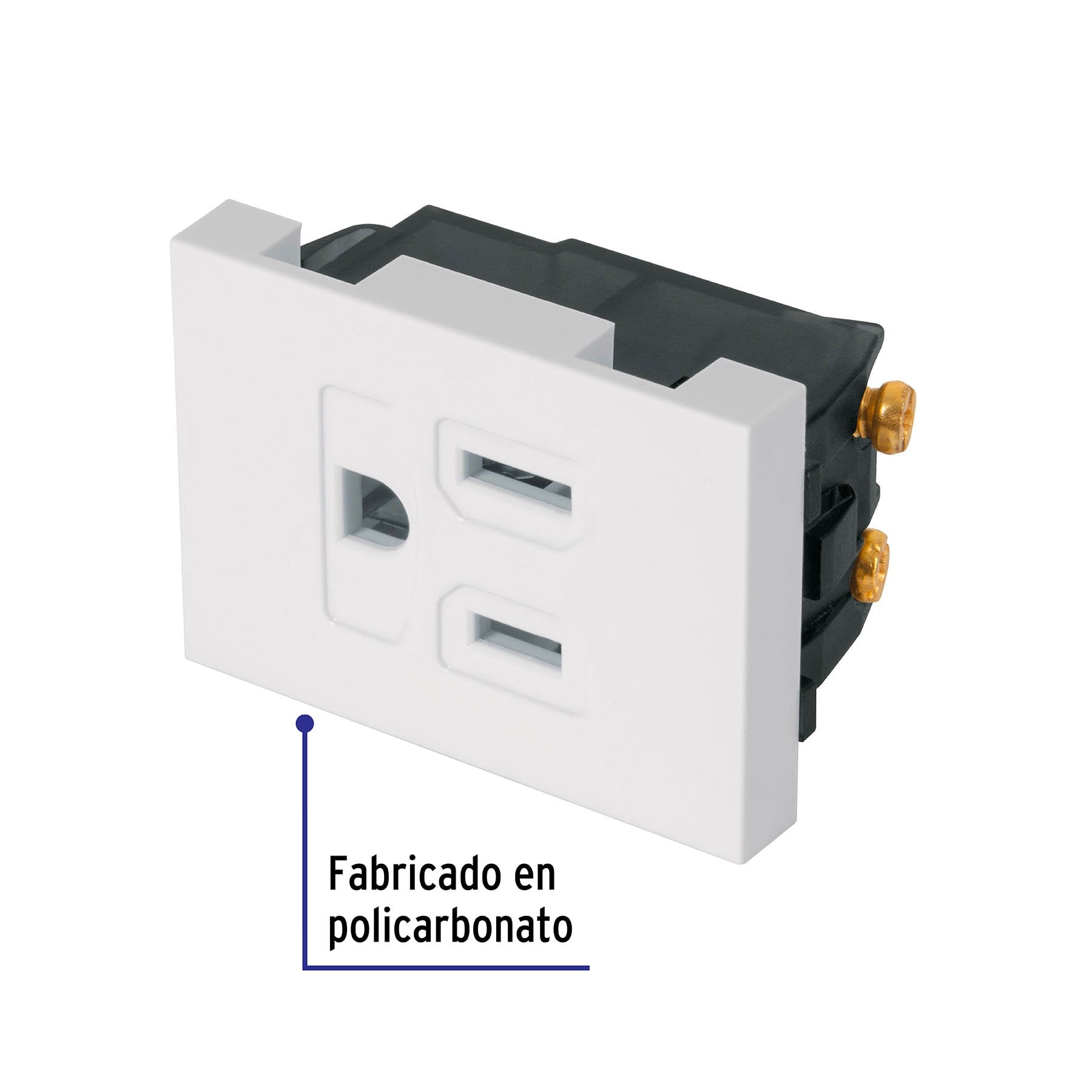Contacto aterrizado, 1.5 módeloulos, línea Española, blanco