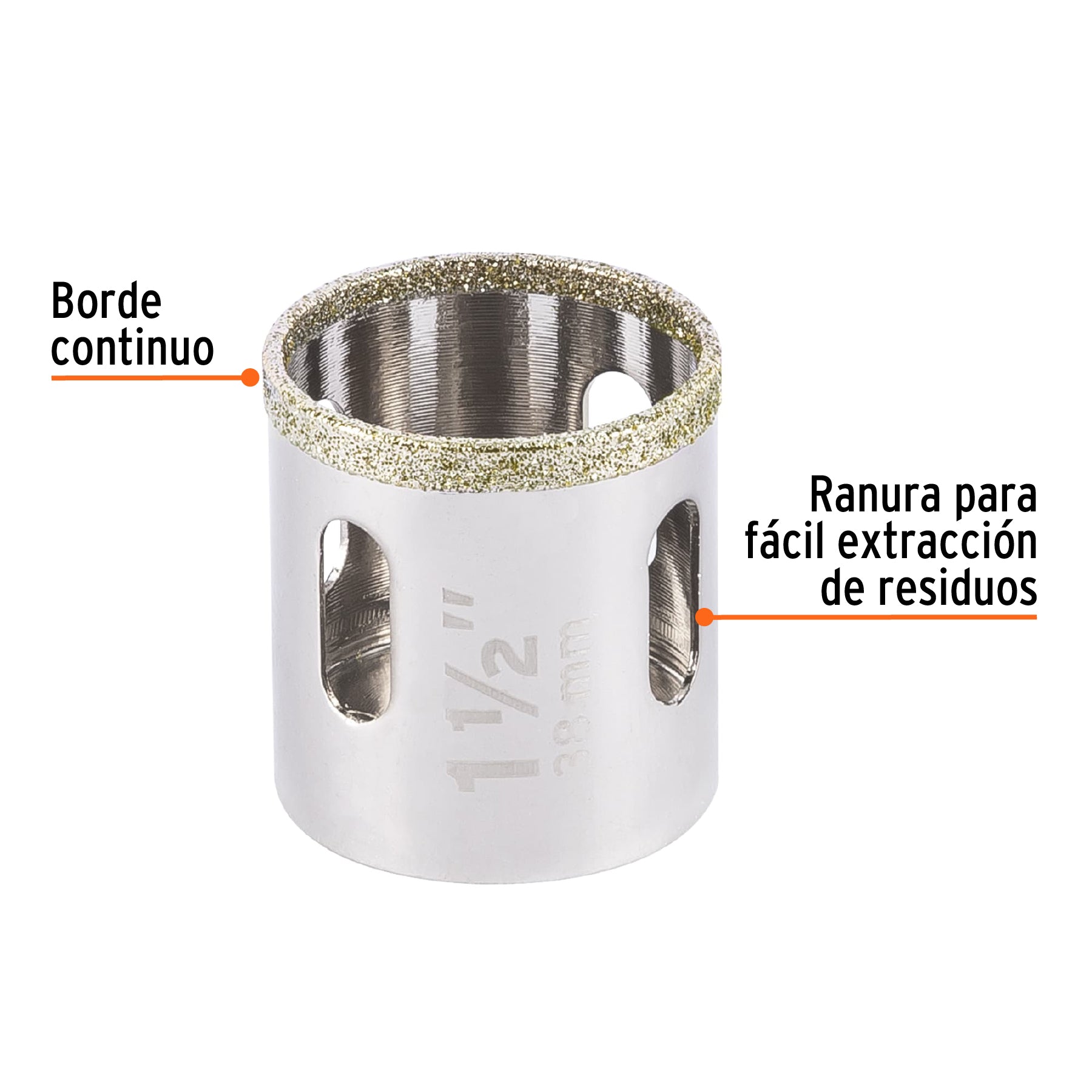 Brocasierra diamante 1-1/2" borde continuo, Truper