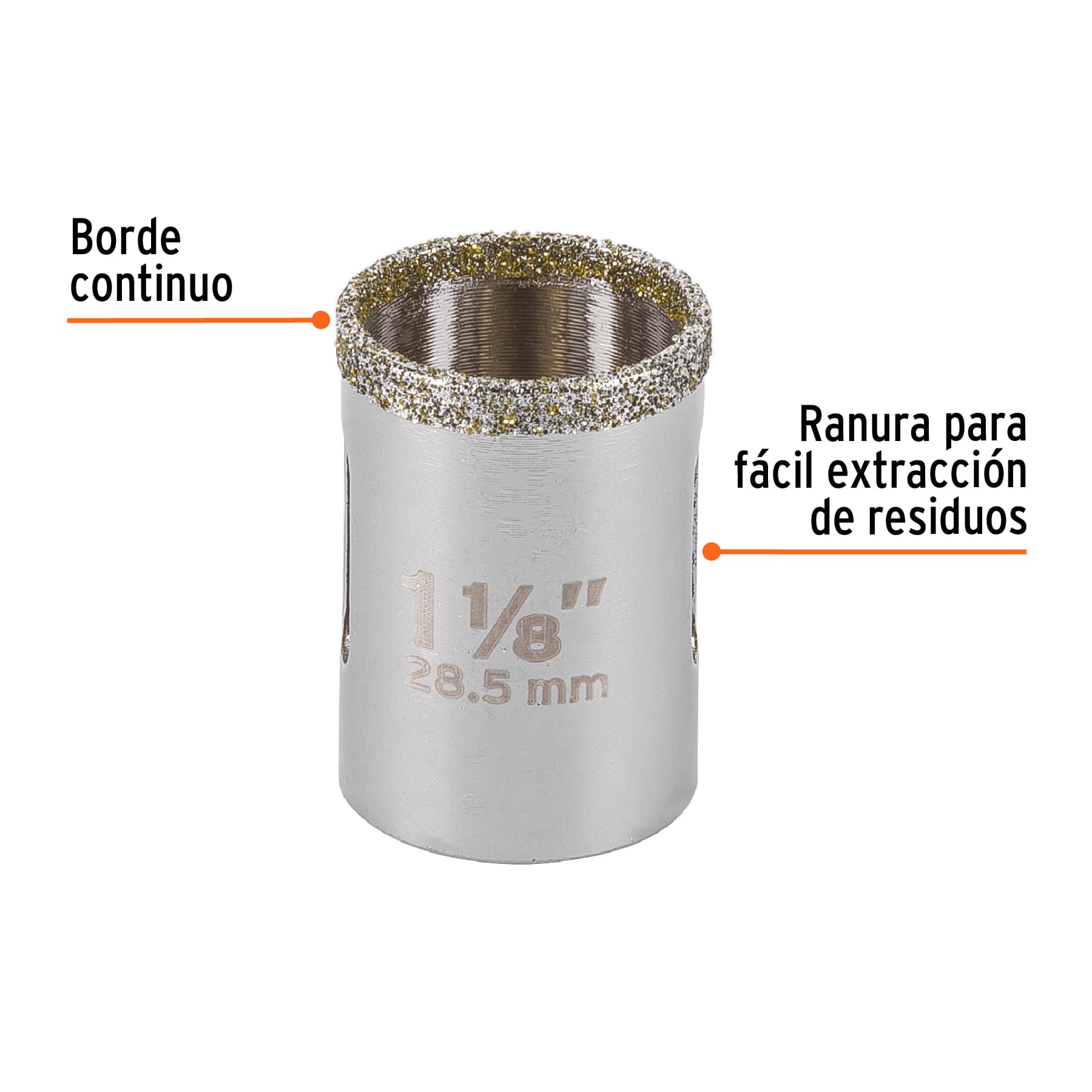 Brocasierra diamante 1-1/8" borde continuo, Truper