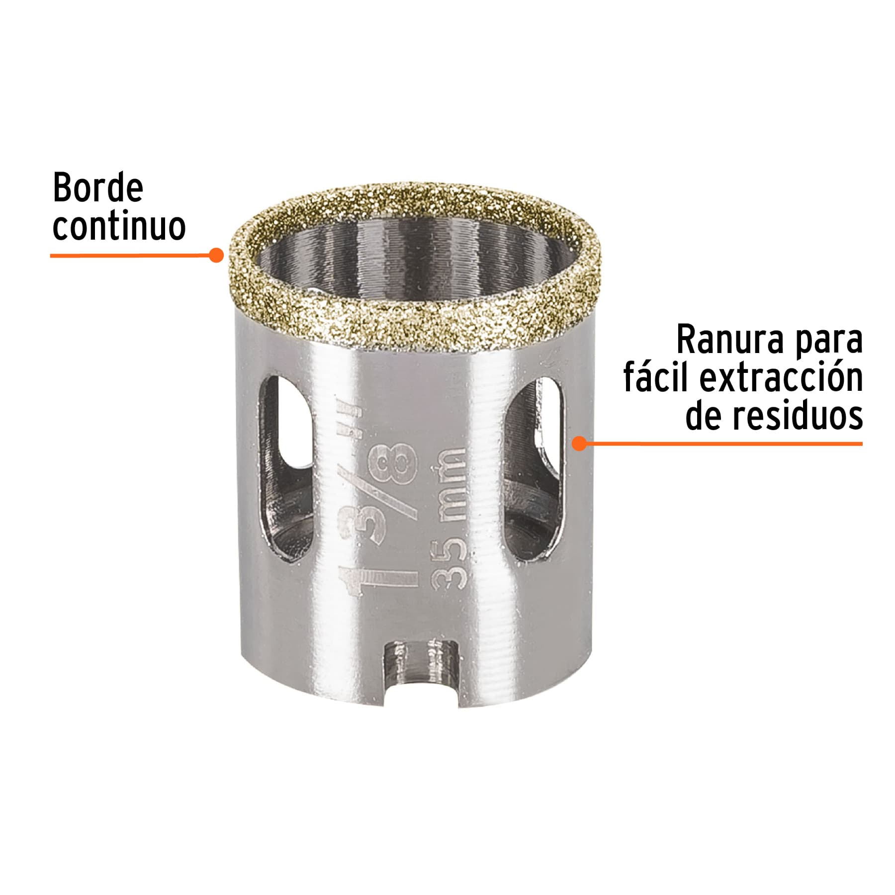 Brocasierra diamante 1-3/8" borde continuo, Truper