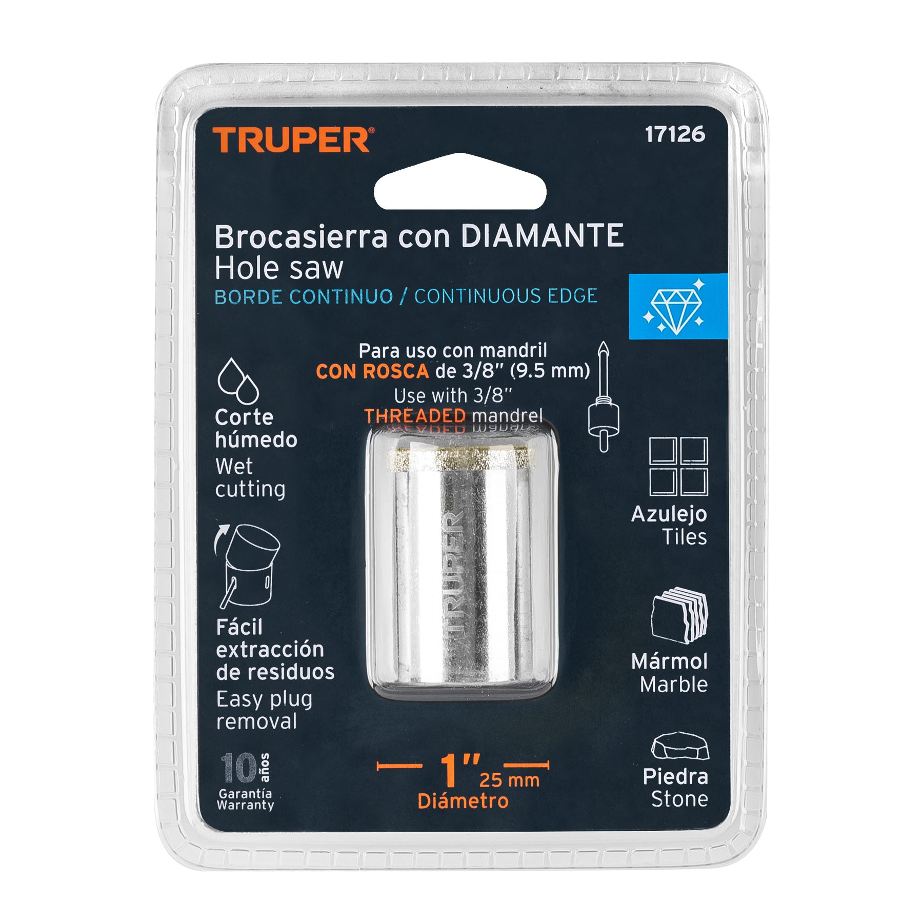 Brocasierra diamante 1" borde continuo, Truper