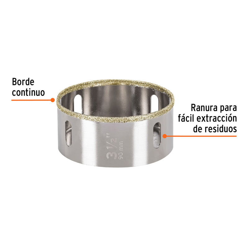 Brocasierra diamante 3-1/2" borde continuo,  Truper