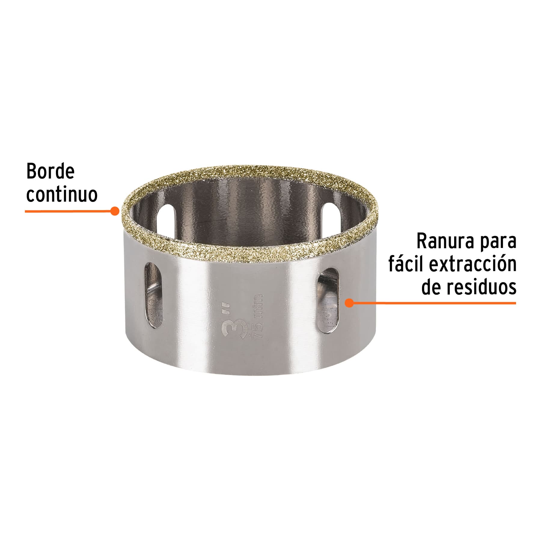 Brocasierra diamante 3" borde continuo, Truper