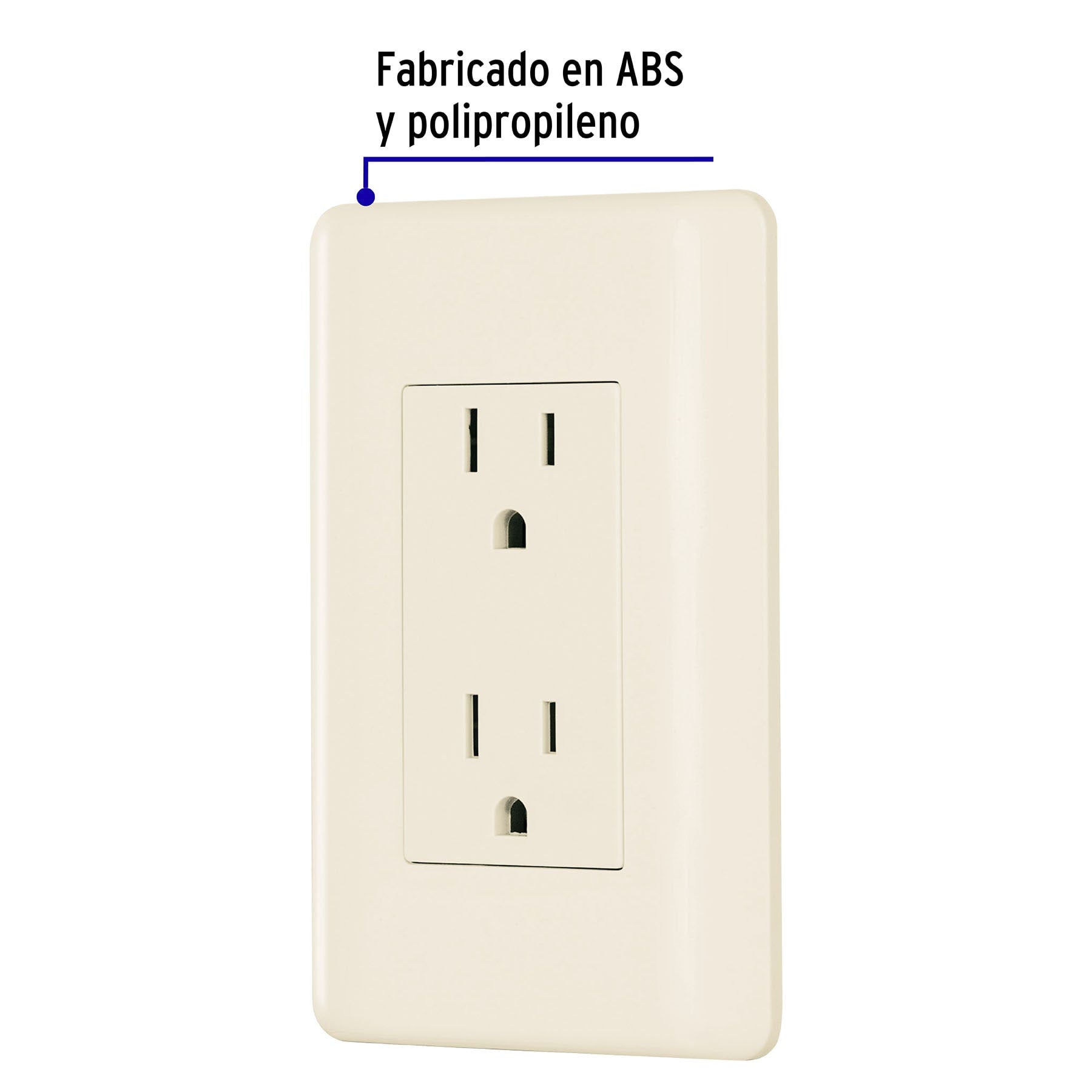Contacto dúplex aterrizado, marfil, Volteck Basic