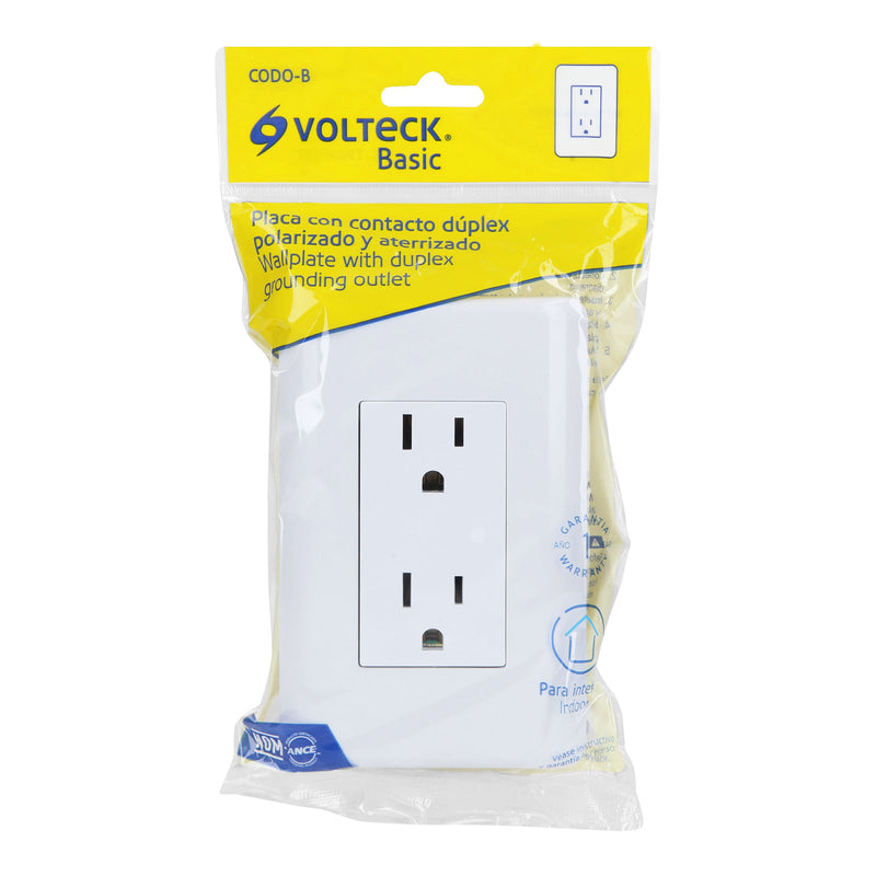 Contacto dúplex,  2 polos + tierra,  Volteck Basic