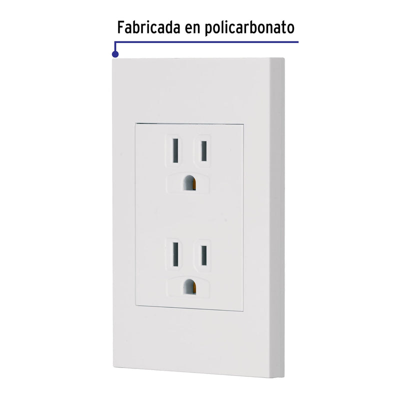 Placa armada contacto dúplex,  3 módulos,  Española,  blanco