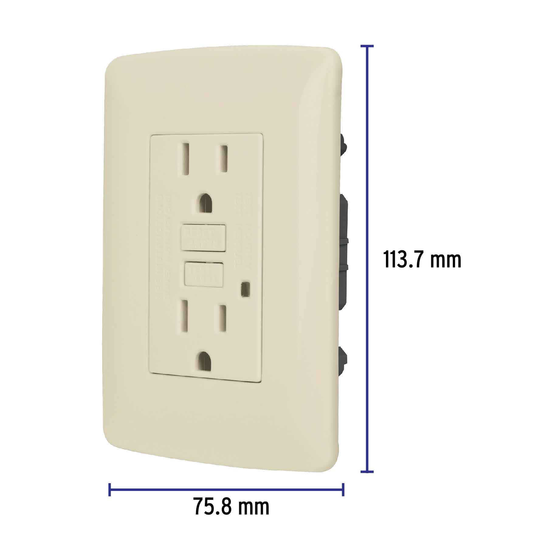 Contacto dúplex falla a tierra GFCI, marfil, línea Italiana