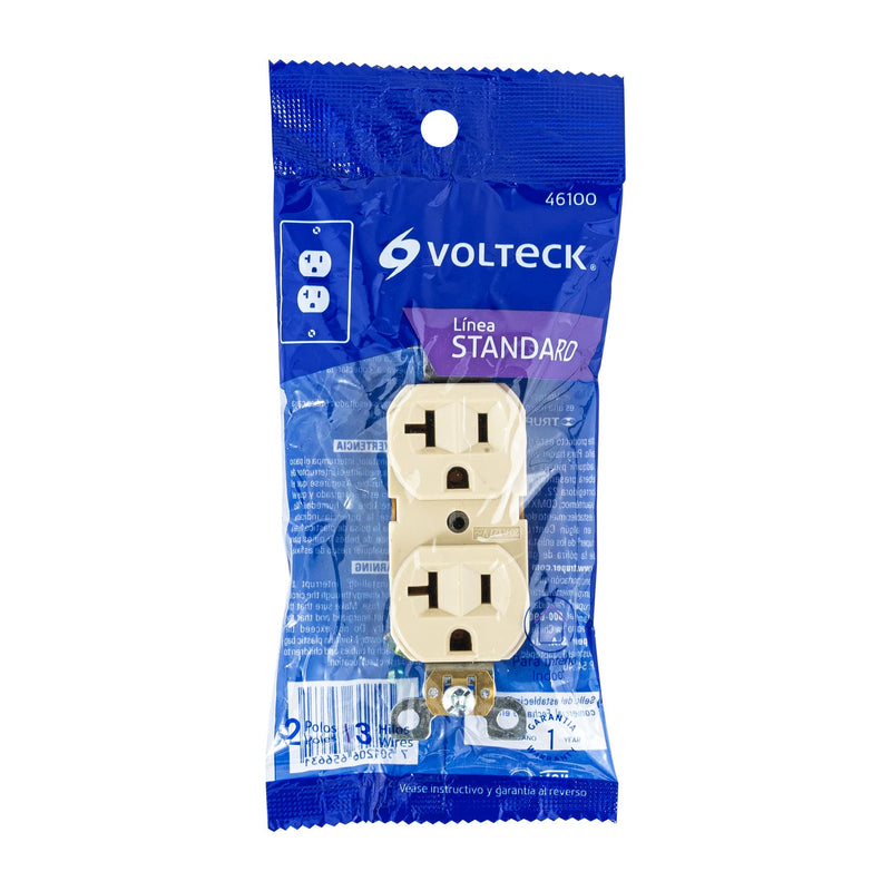 Contacto dúplex,  2 polos 3 hilos,  20 A,  Standard,  marfil