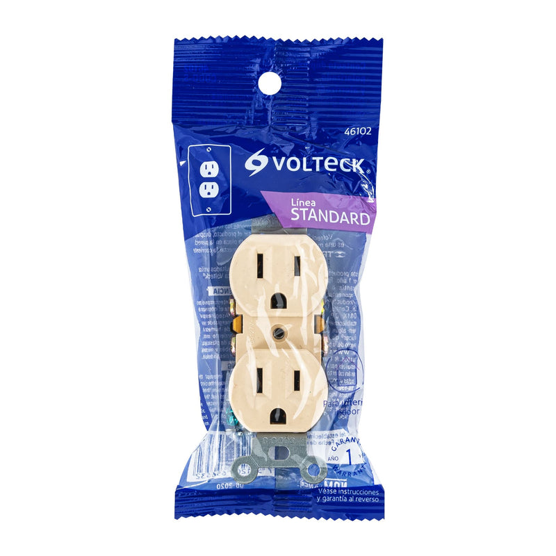 Contacto dúplex,  2 polos 3 hilos,  Standard,  marfil,  Volteck