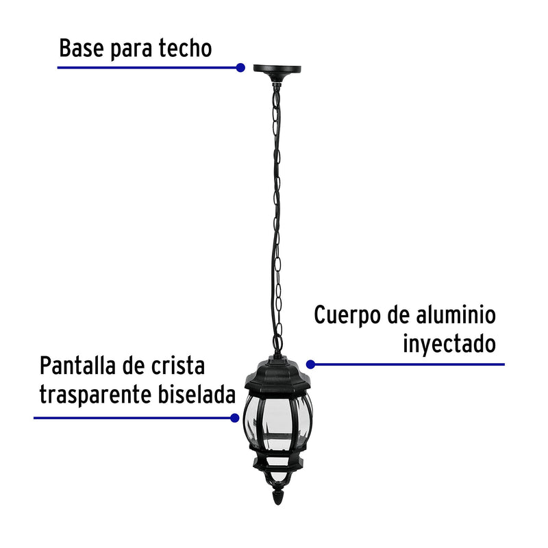 Arbotante tradicional colgante negro,  Lámpara no incluida