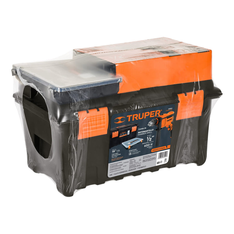 Rotomartillo 1/2" 650 W,  caja para herramienta y organizador