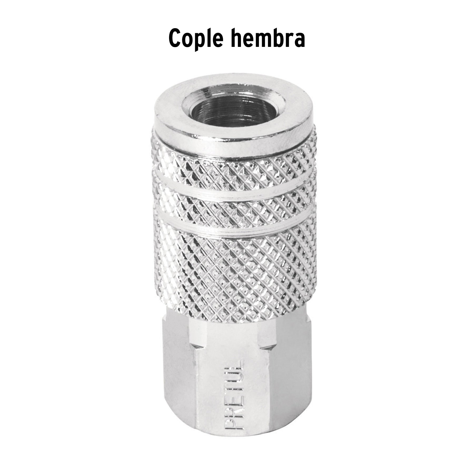 Cople rápido de acero, hembra, cuerda 1/4" NPT, Pretul