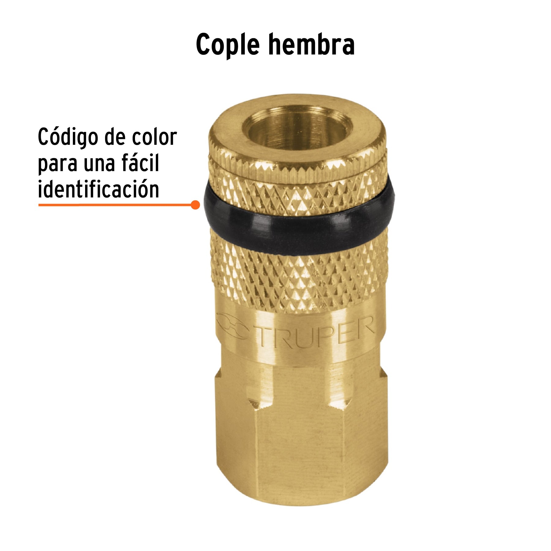 Cople rápido de latón, hembra, cuerda 1/4" NPT, Truper