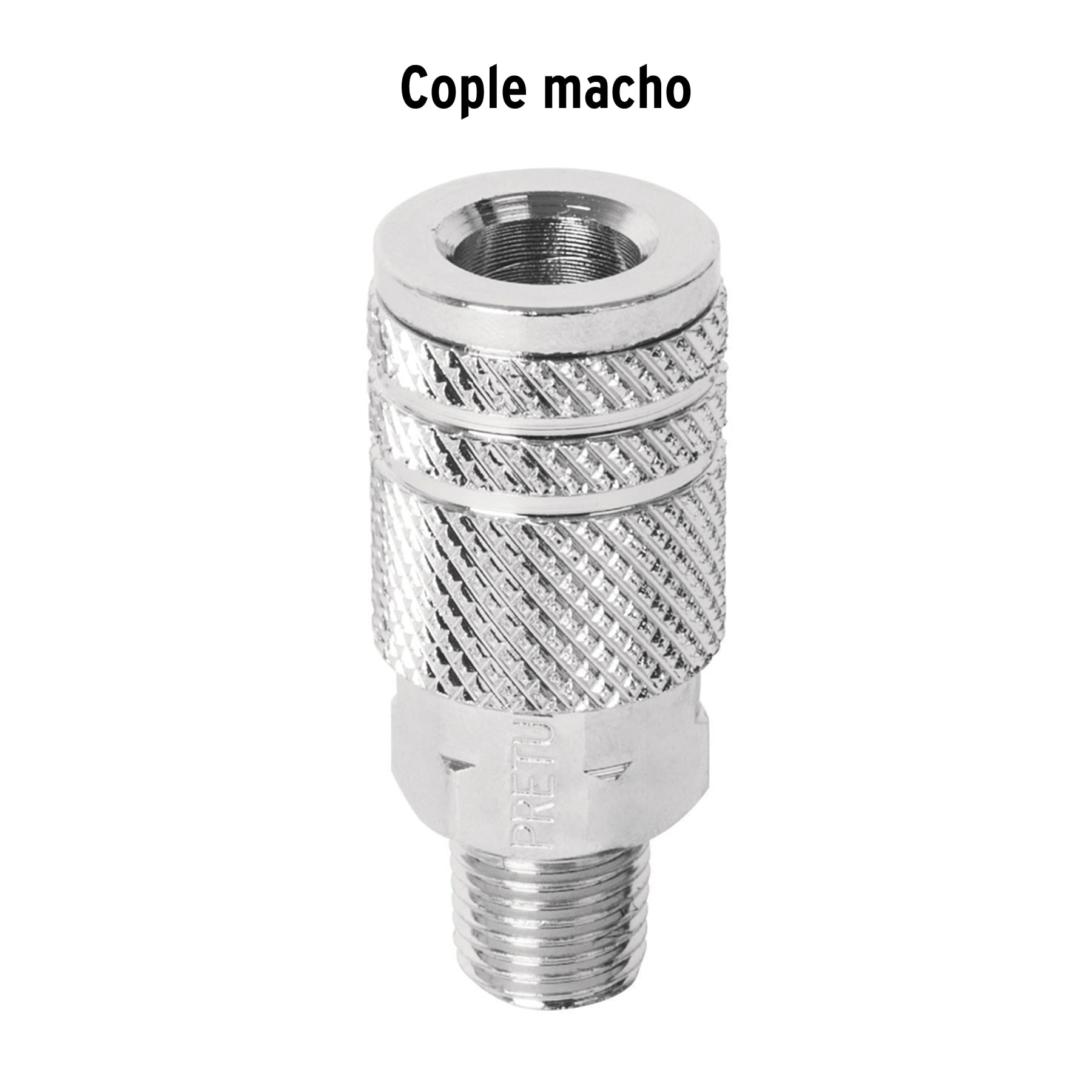 Cople rápido de acero, macho, cuerda 1/4" NPT, Pretul