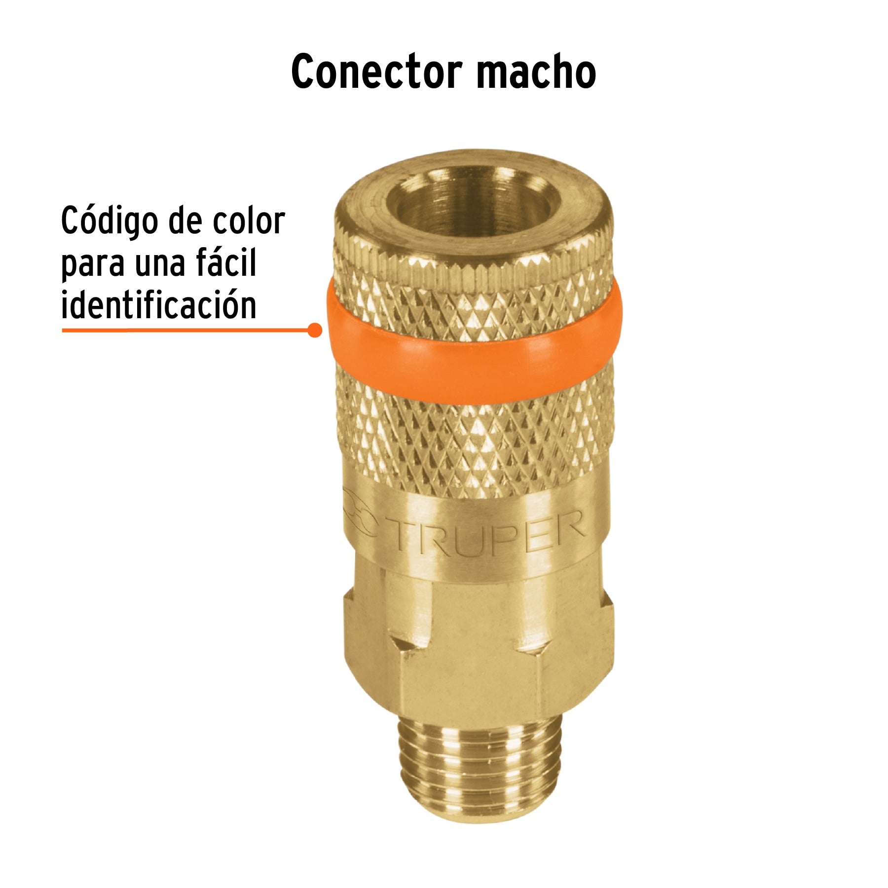 Cople rápido de latón, macho, cuerda 1/4" NPT, Truper