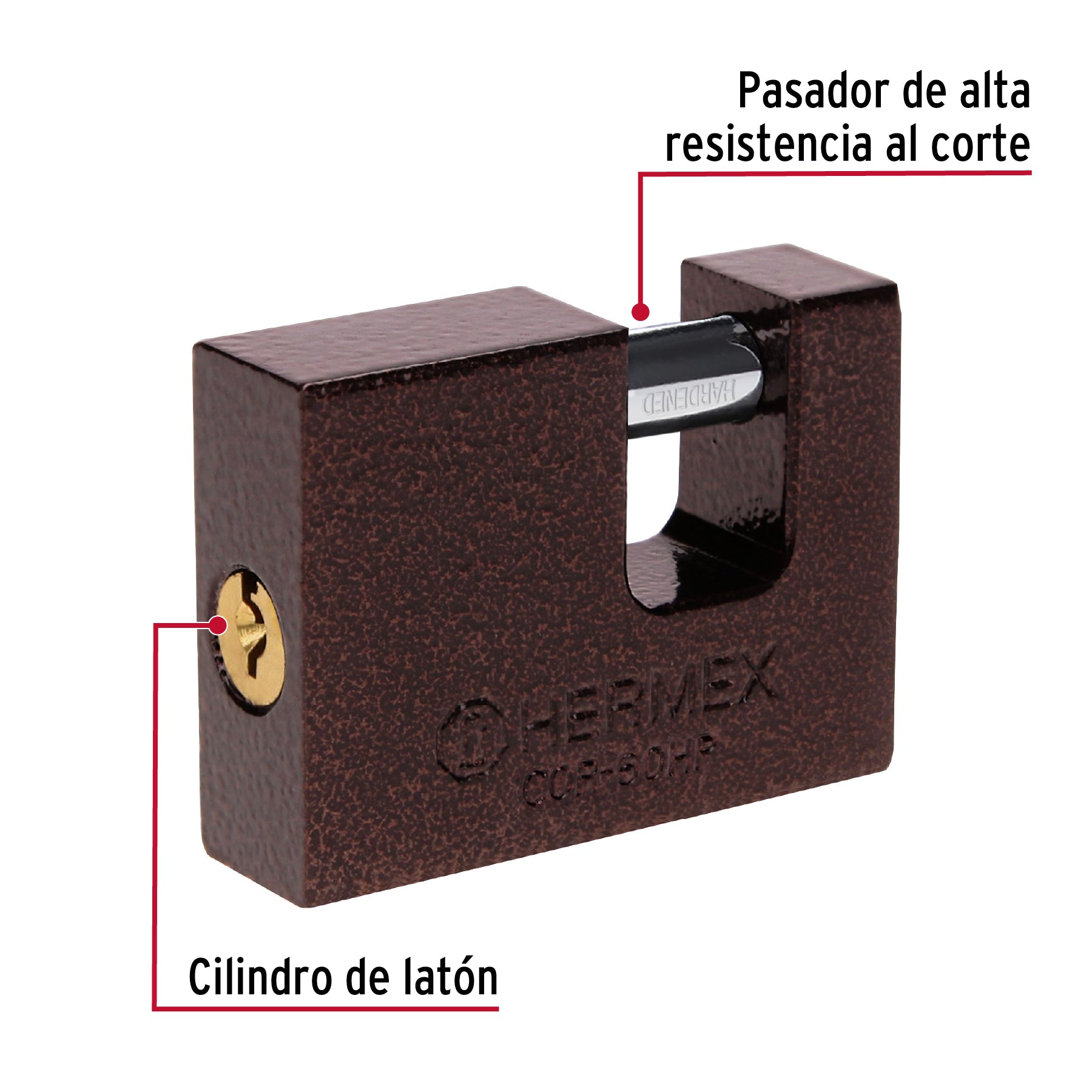 Candado antipalanca 50 mm cuerpo de hierro, Hermex BASIC