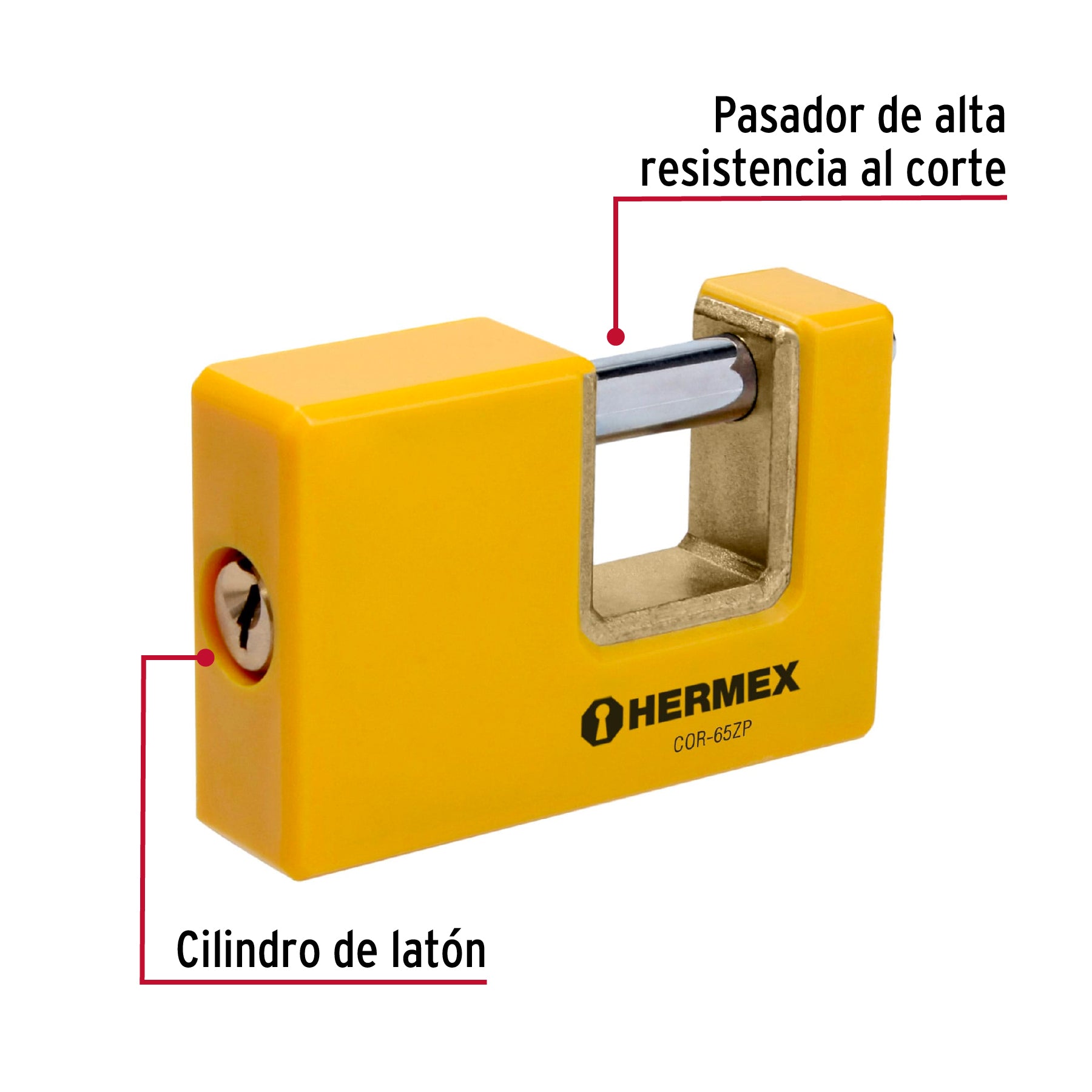 Candado antipalanca 65 mm cuerpo metálico, Hermex BASIC