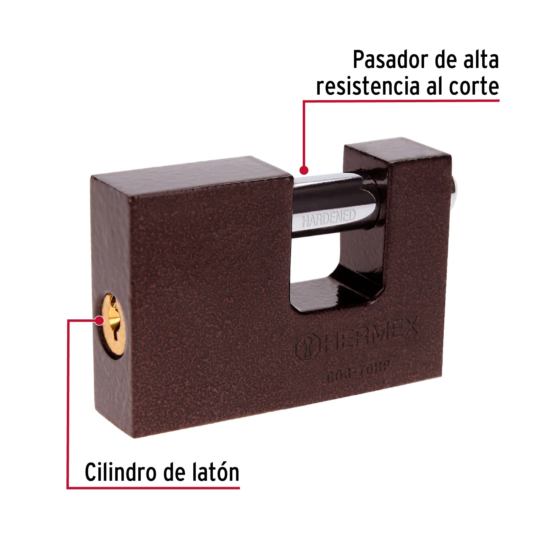 Candado antipalanca 70 mm cuerpo de hierro, Hermex BASIC