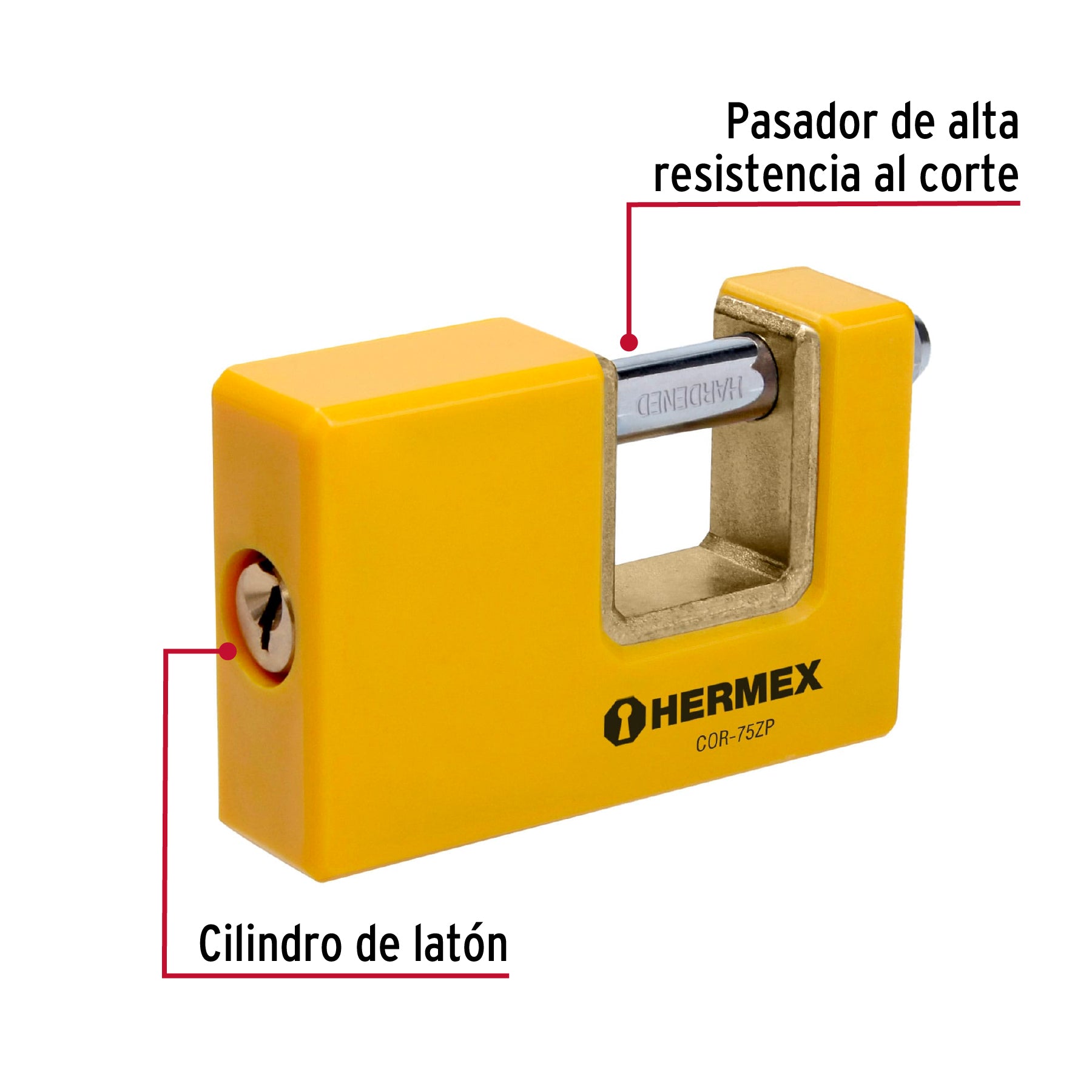 Candado antipalanca 75 mm cuerpo metálico, Hermex BASIC
