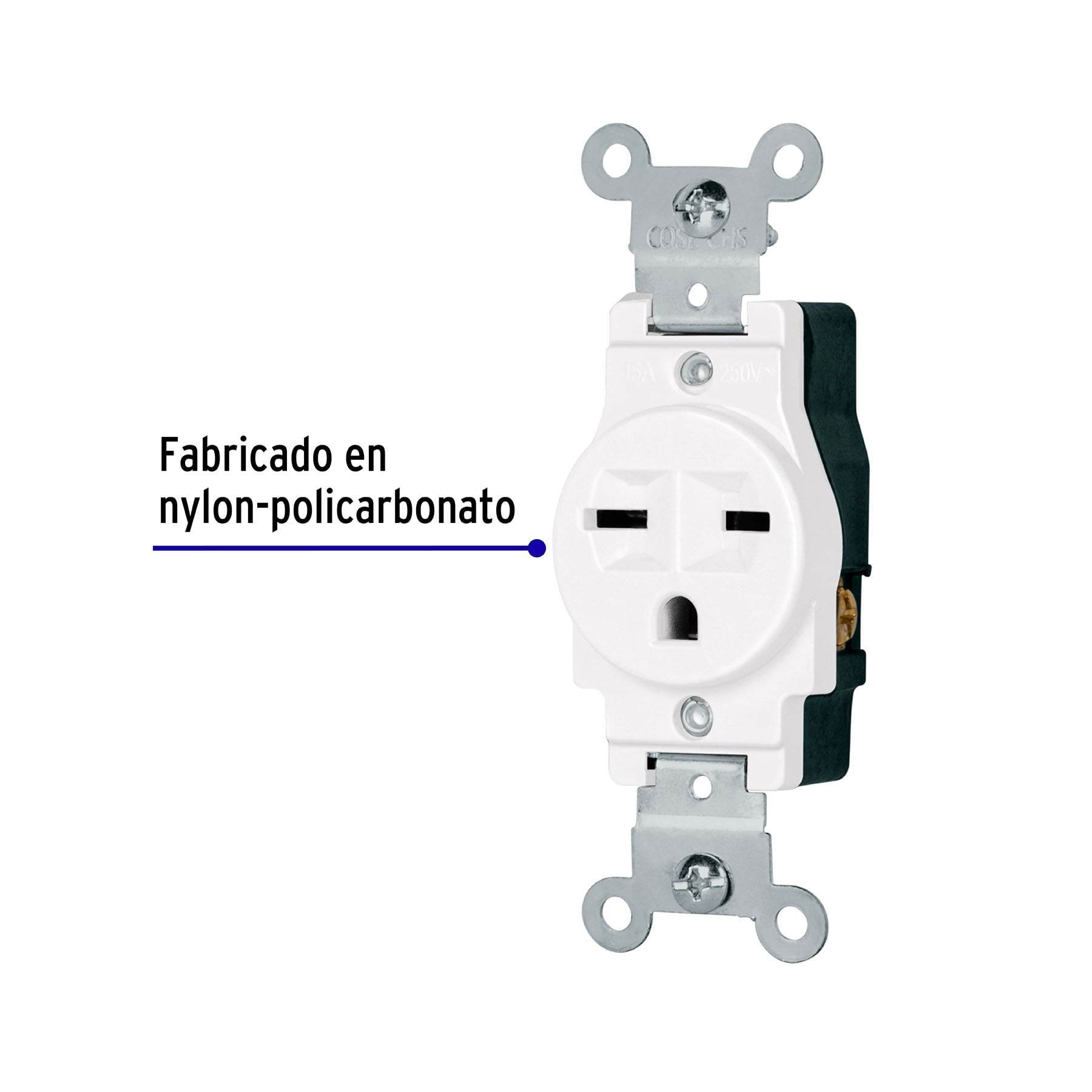 Contacto sencillo, cara de chino, Standard, blanco, Volteck