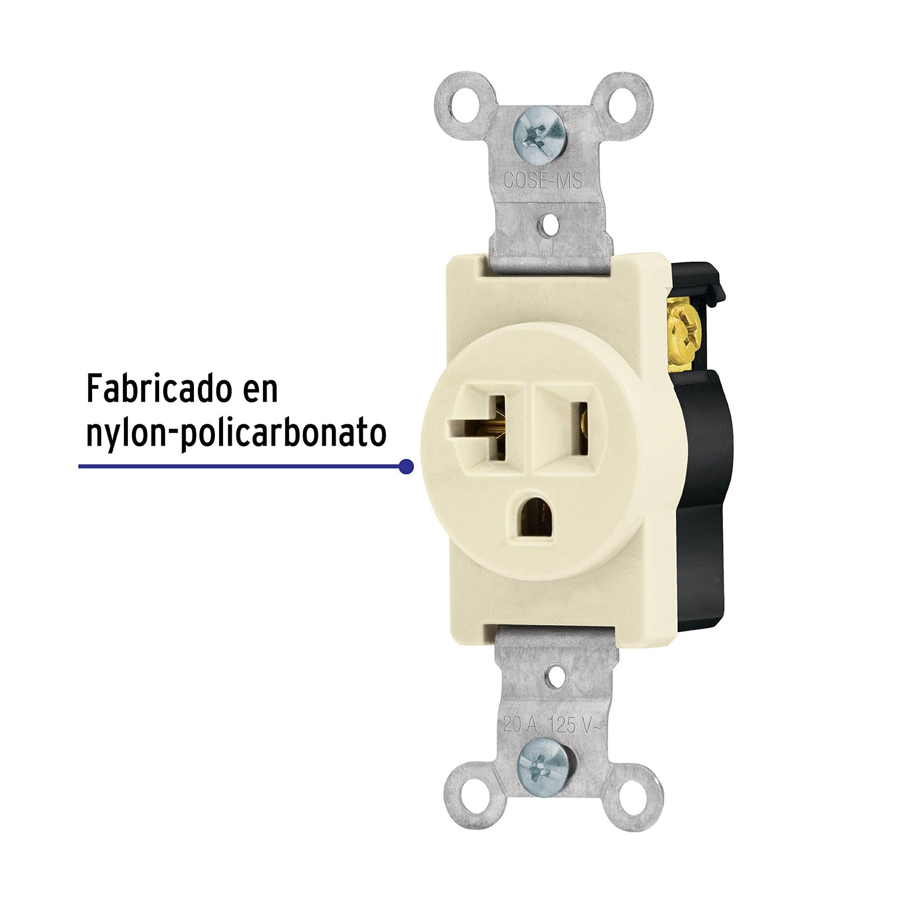 Contacto sencillo, 2 polos 3 hilos, 20 A, Standard, marfil, Volteck, COSE-MS, 46101