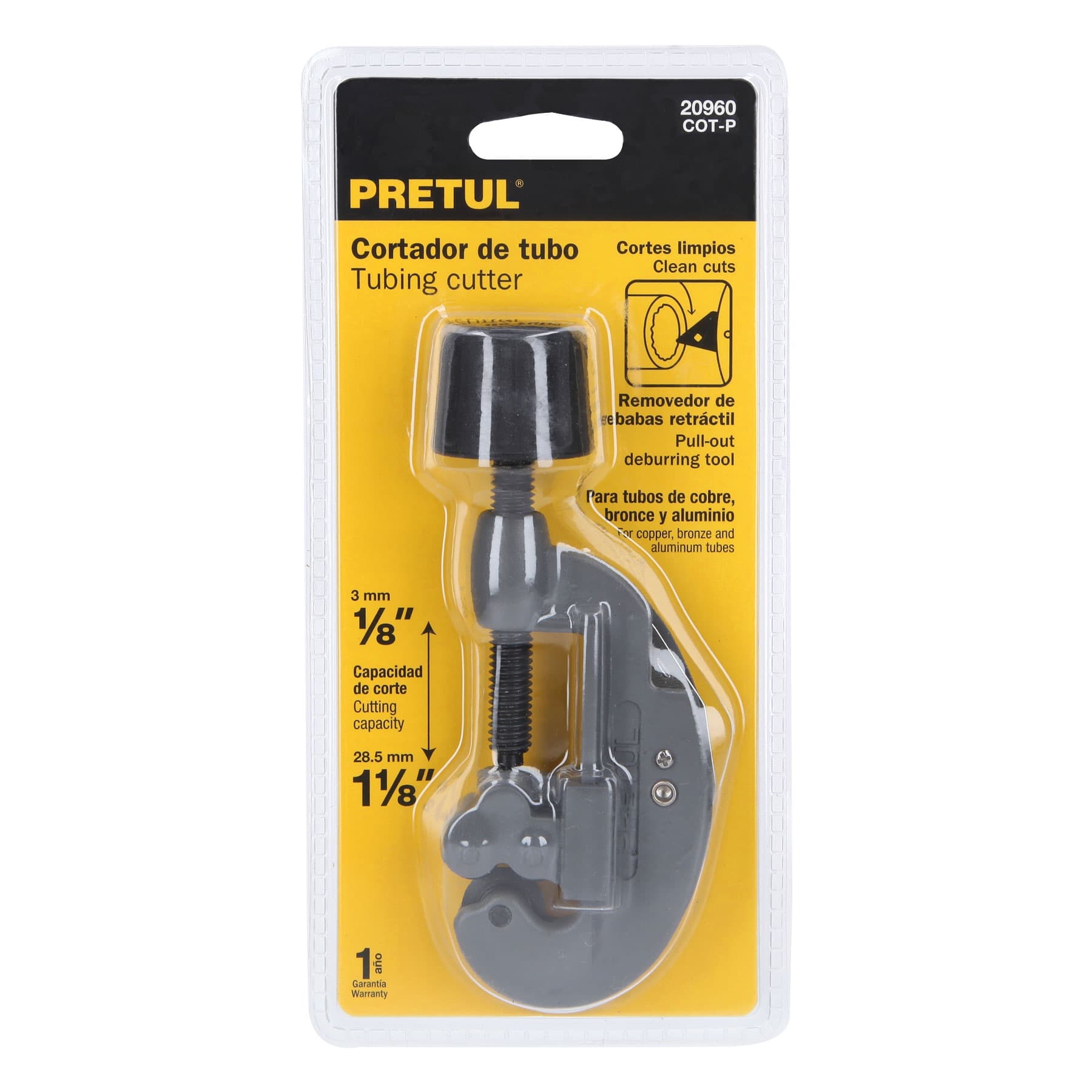 Cortador de tubo de cobre 1/8" a 1-1/8" cuchilla 17mm,Pretul