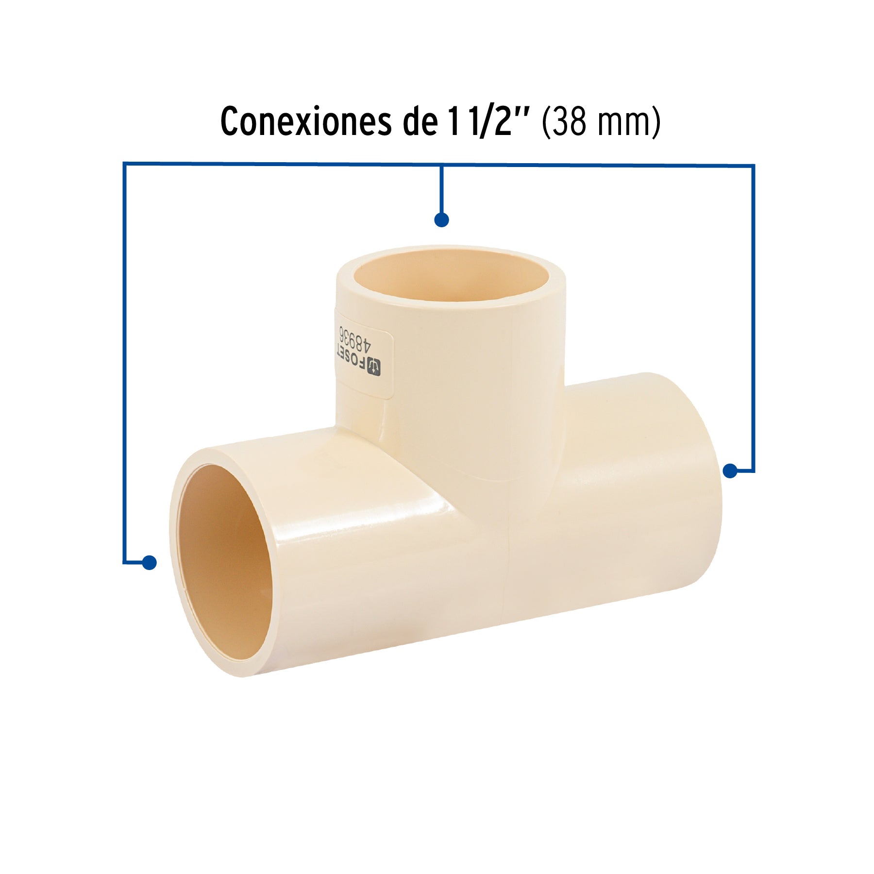 Tee sencilla de CPVC de 1-1/2", Foset