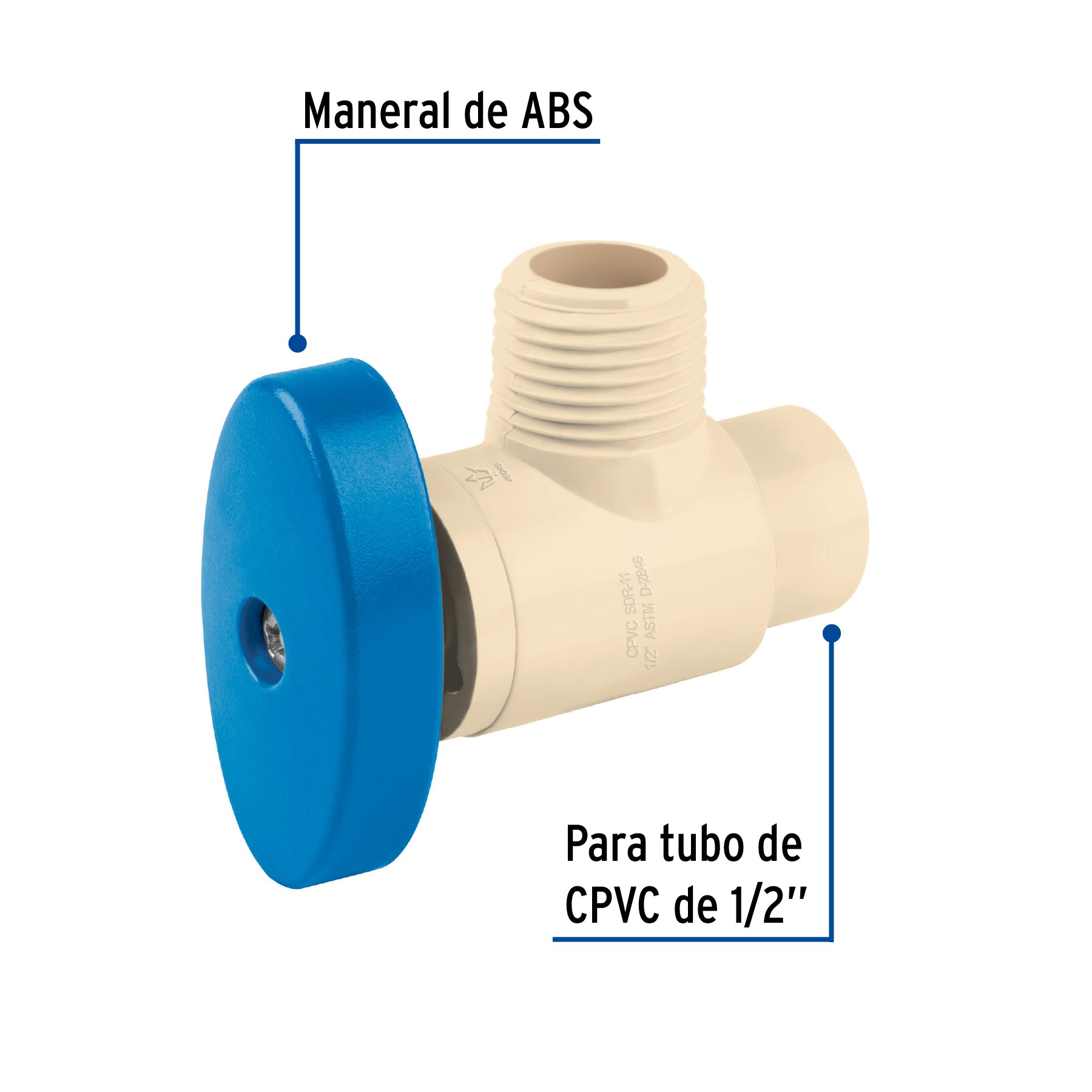 Llave angular de CPVC de 1/2" x 1/2", Foset