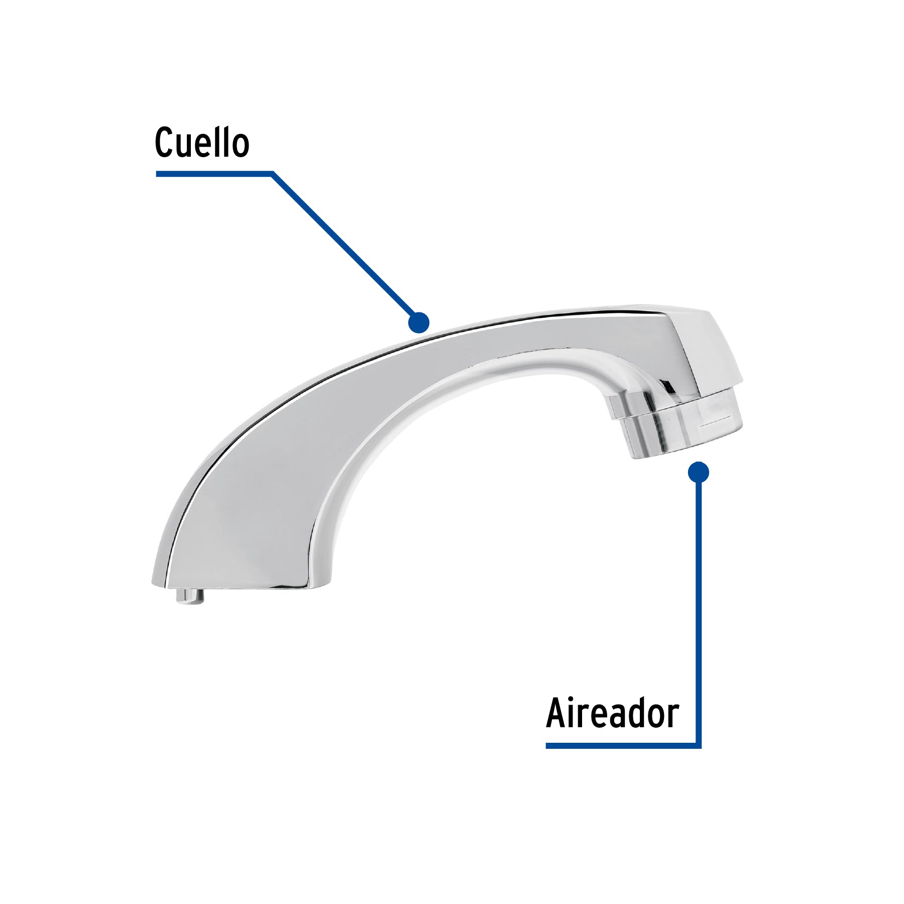Cuello nariz corta para mezcladora de lavabo, cromo, Basic